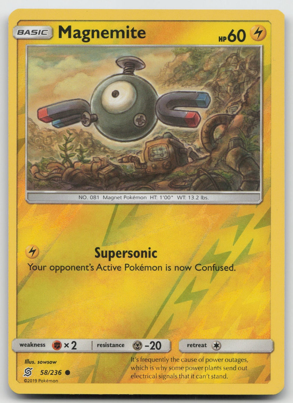 Magnemite Reverse Holo Common SM - Unified Minds 58/236 NM