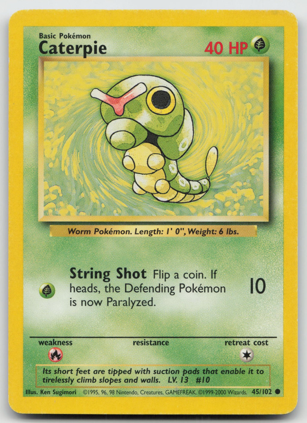 Caterpie Common Base Set 4th Print 45/102 MP