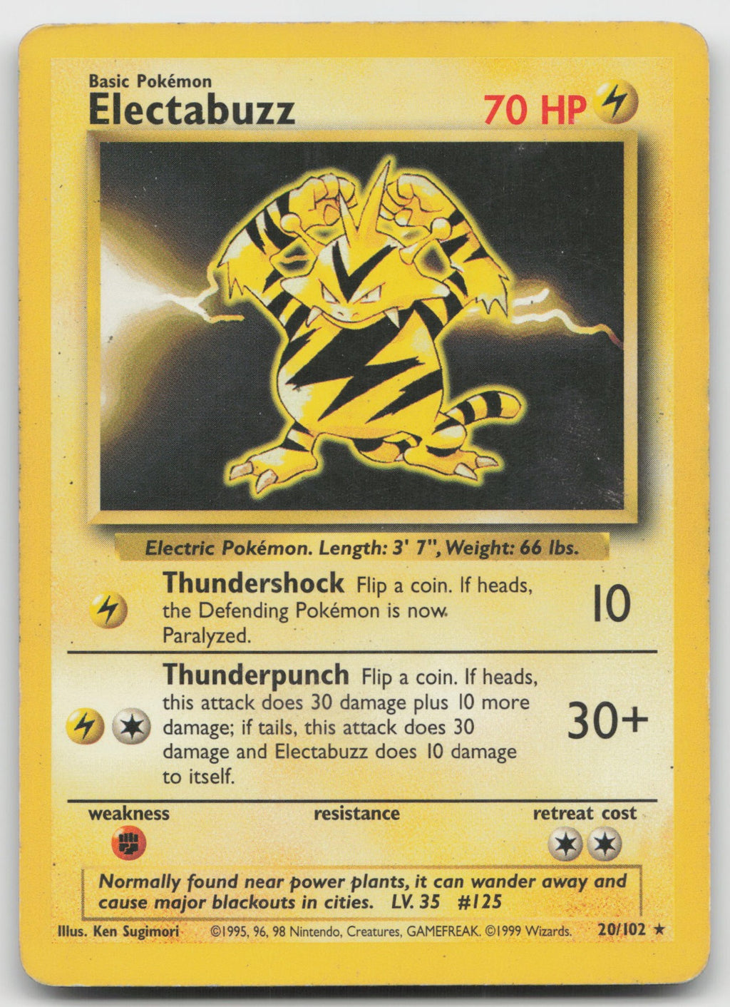 Electabuzz Rare Base Set 20/102 HP
