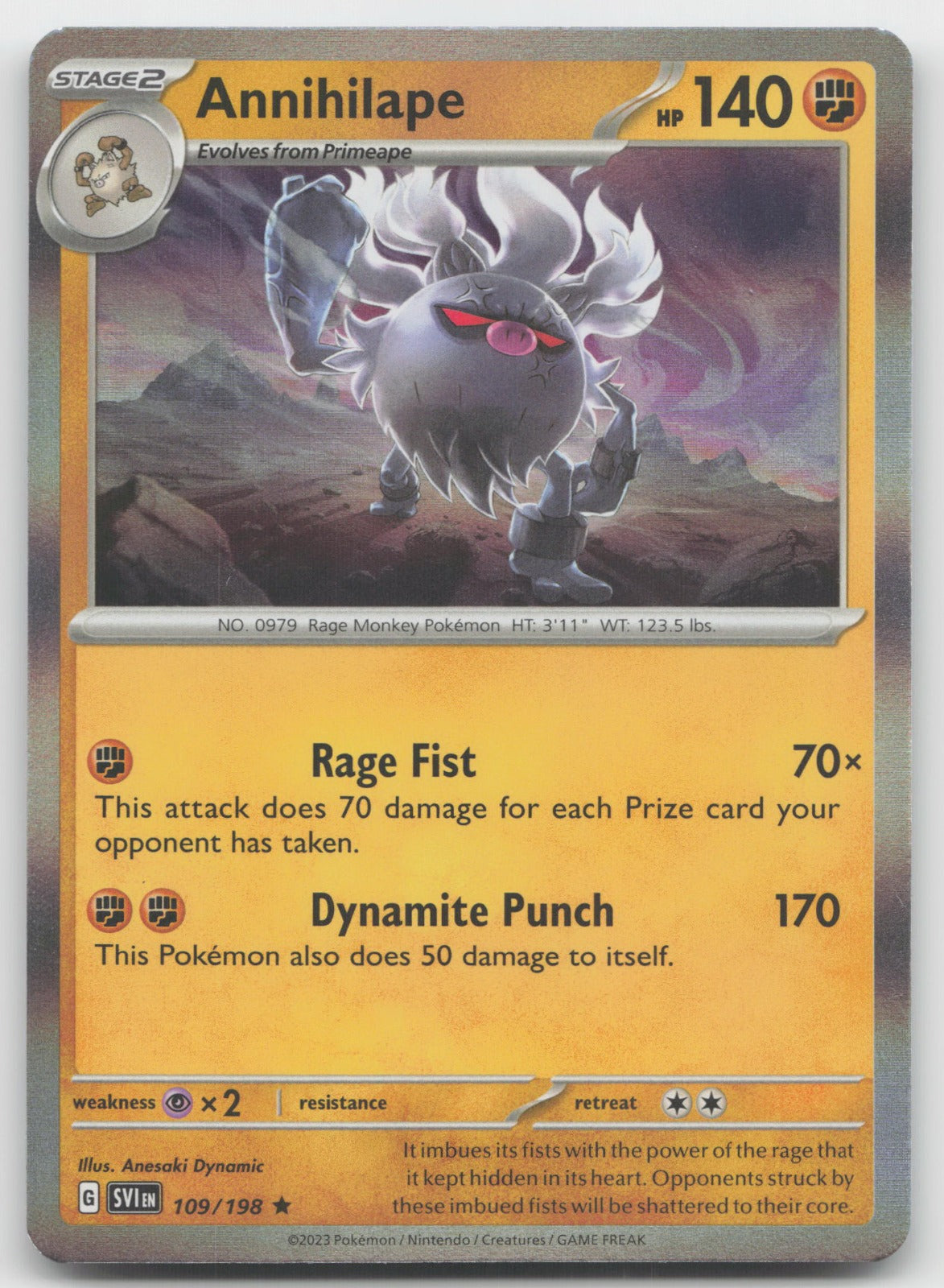 Annihilape Holo Rare SV01: Scarlet & Violet Base Set 109/198 NM