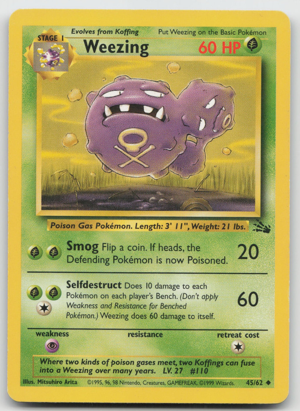 Weezing Uncommon Unlimited Fossil 45/62 MP