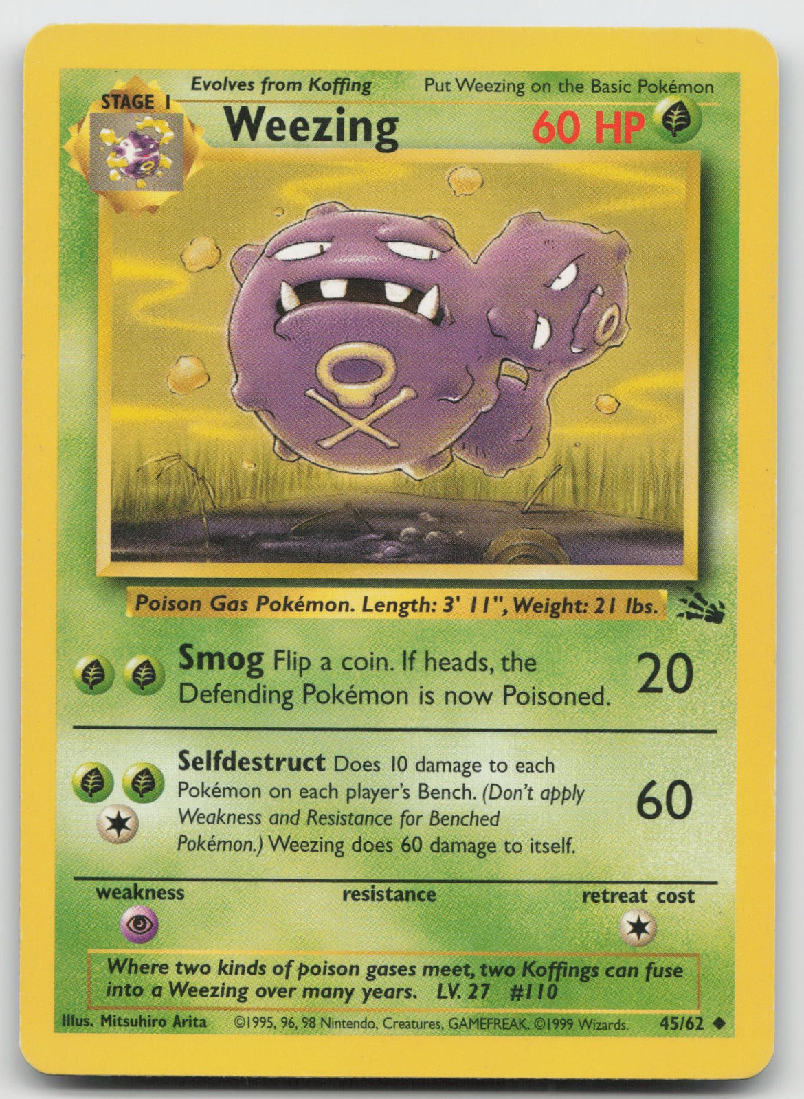 Weezing Uncommon Unlimited Fossil 45/62 MP