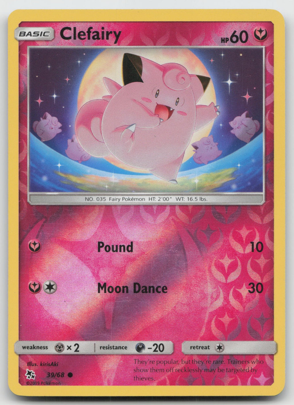 Clefairy Reverse Holo Common Hidden Fates 39/68 NM