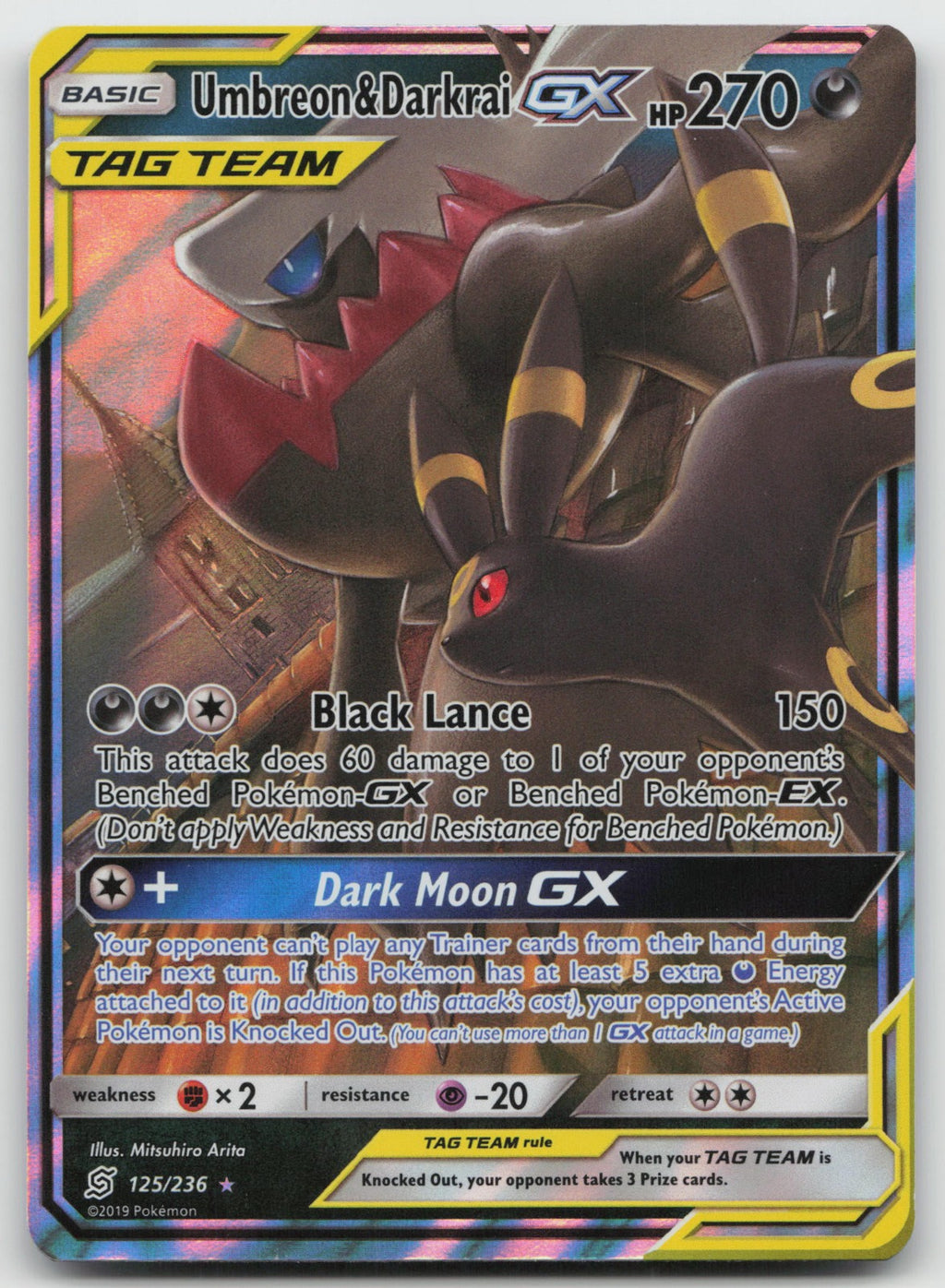 Umbreon & Darkrai GX Holo Ultra Rare SM - Unified Minds 125/236 NM