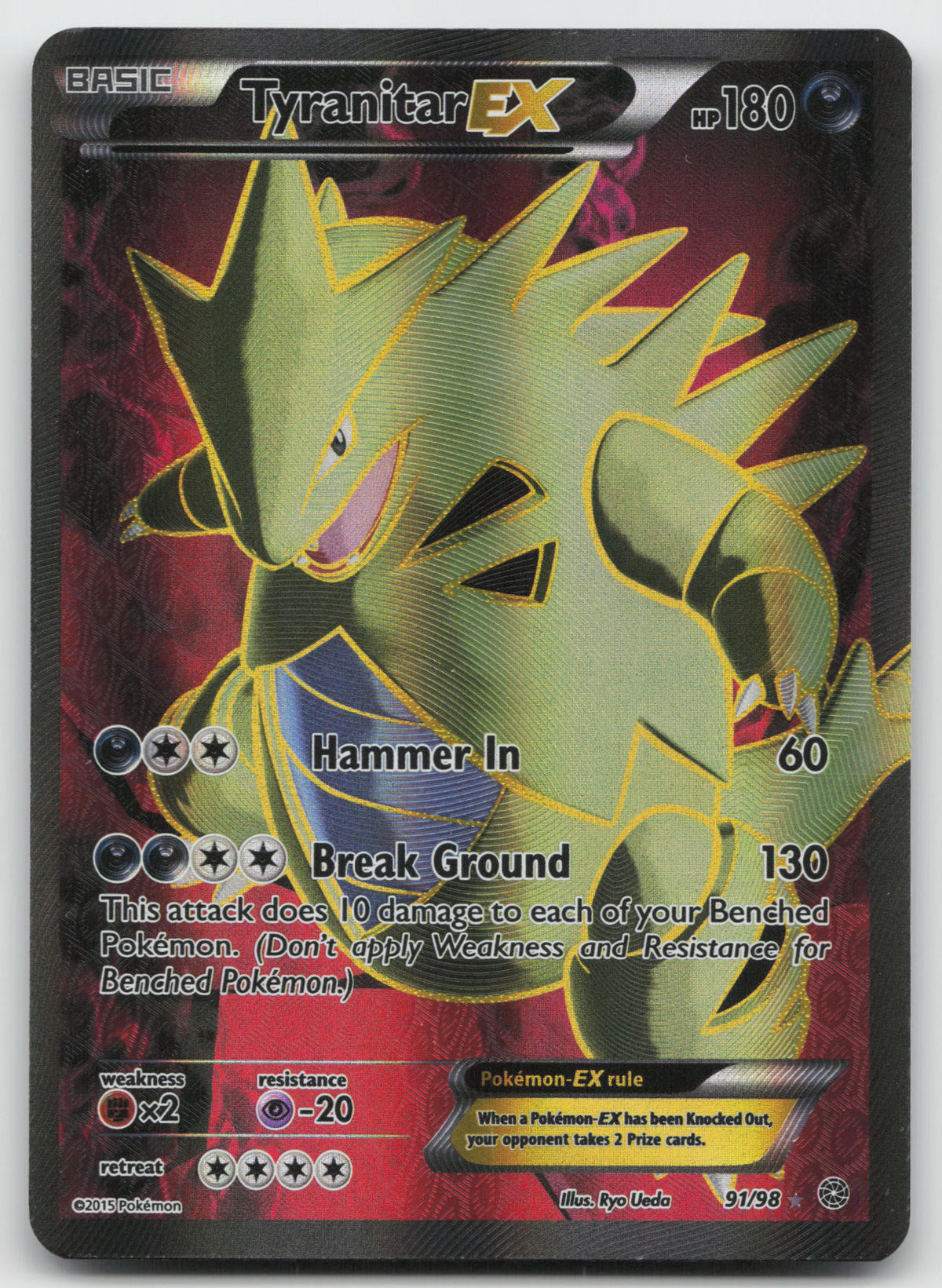 Tyranitar EX (Full Art) Ultra Rare Holofoil XY - Ancient Origins 91/98 LP