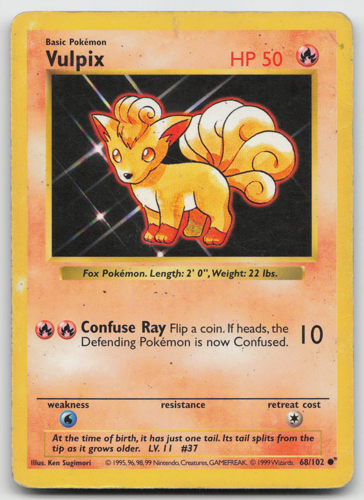 Vulpix Common Normal Base Set (Shadowless) 68/102 HP