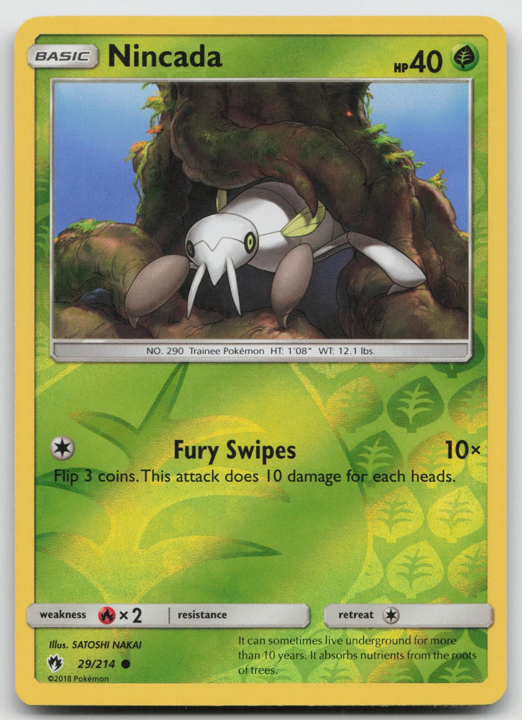 Nincada Reverse Holo Common SM - Lost Thunder 29/214 NM