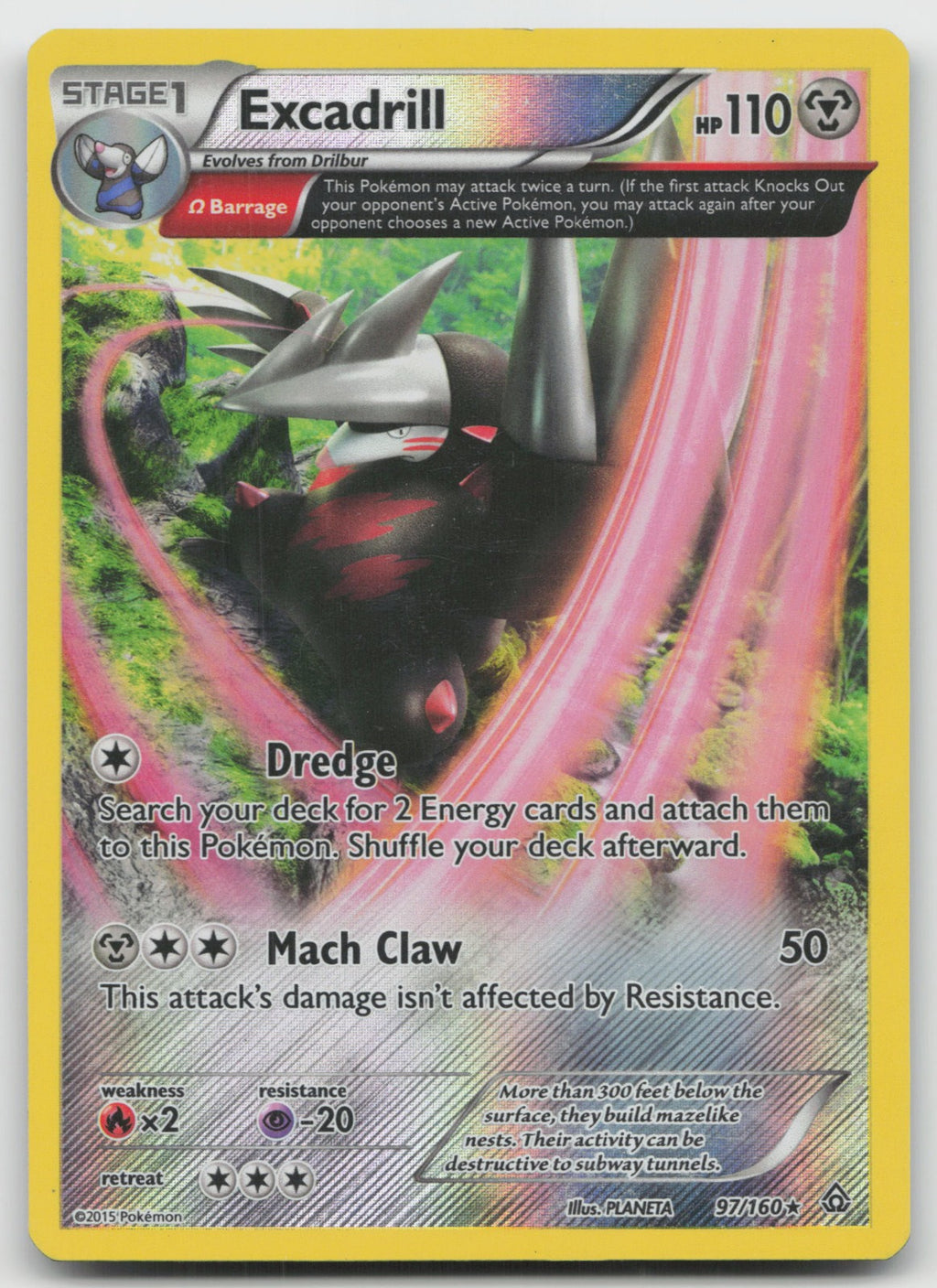 Excadrill (Omega) Reverse Holo Rare XY - Primal Clash 97/160 LP