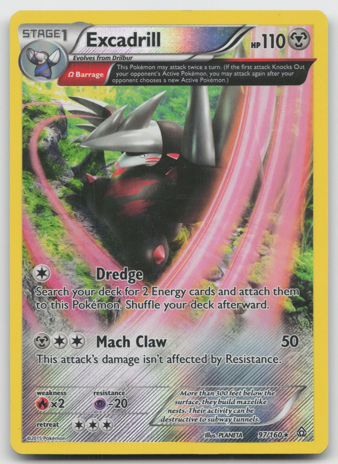 Excadrill (Omega) Reverse Holo Rare XY - Primal Clash 97/160 LP