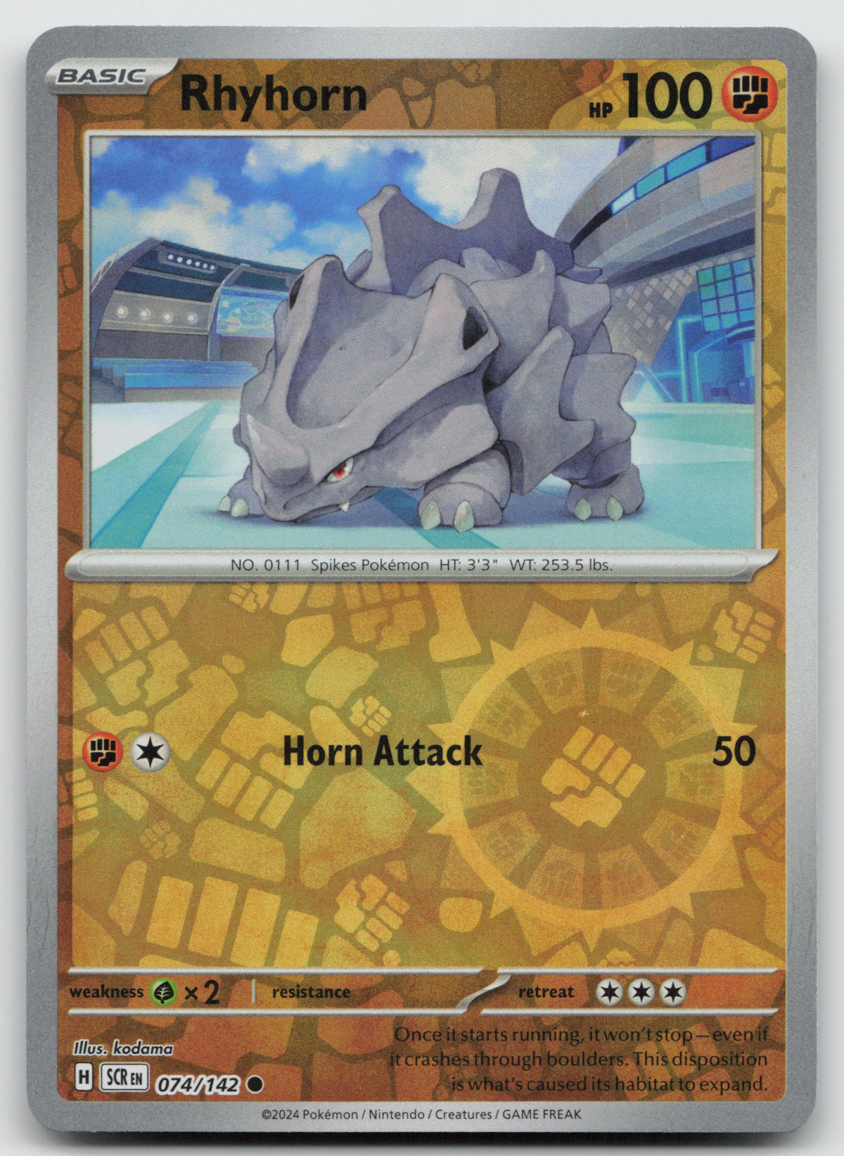 Rhyhorn Common Reverse Holo SV07: Stellar Crown 074/142 NM