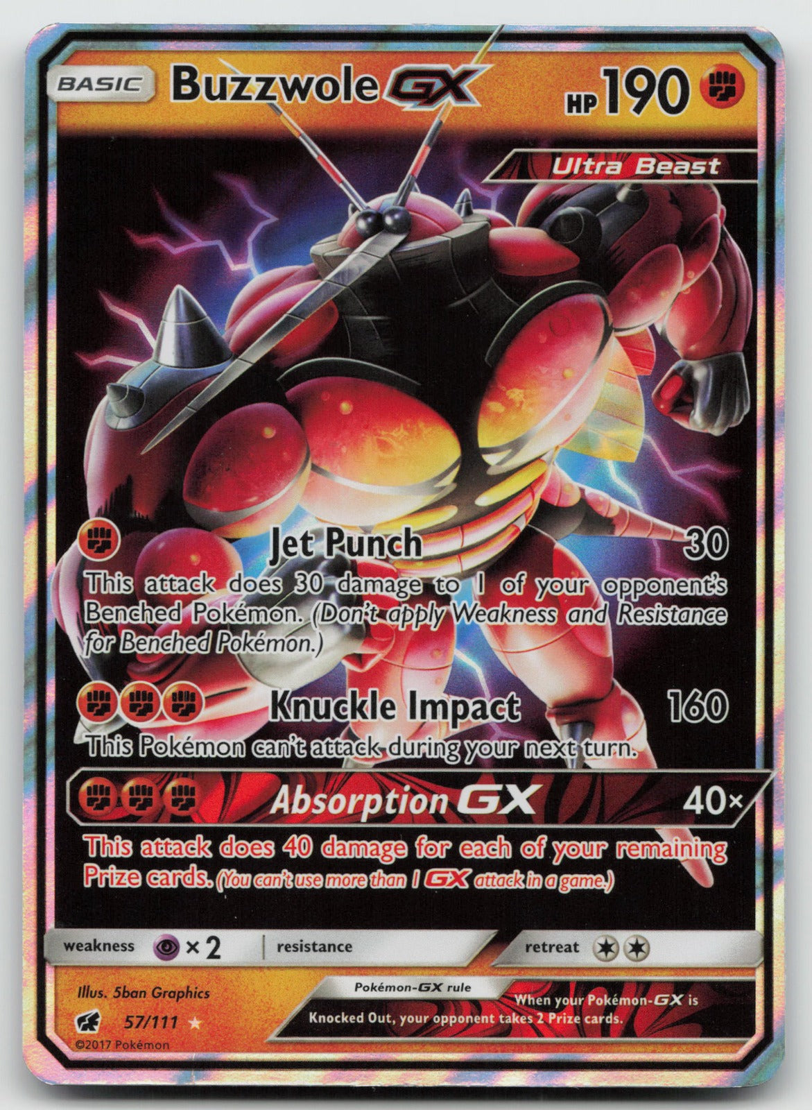 Buzzwole GX Holo Ultra Rare SM - Crimson Invasion 57/111 HP
