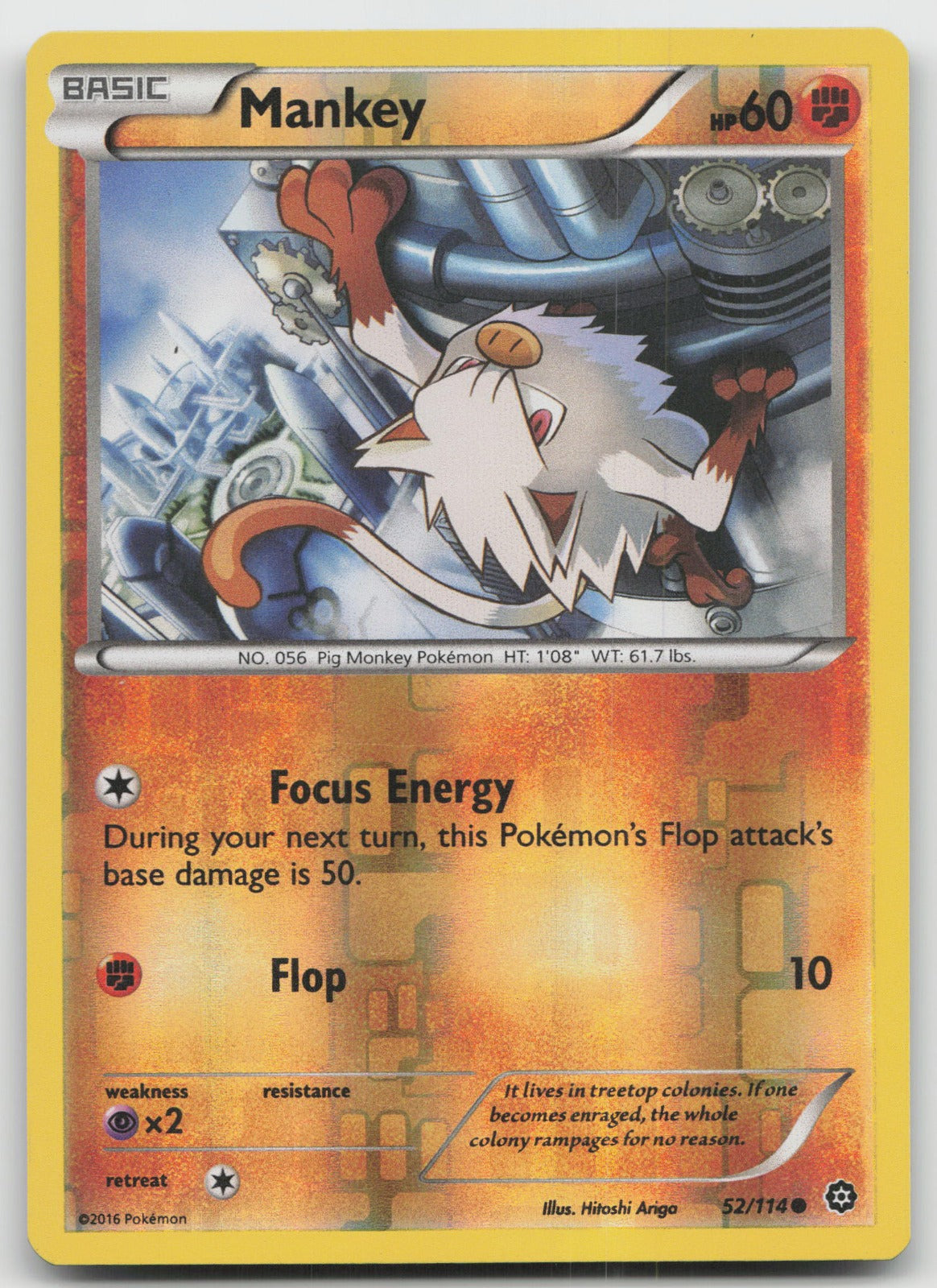 Mankey Common Reverse Holo XY - Steam Siege 52/114 LP