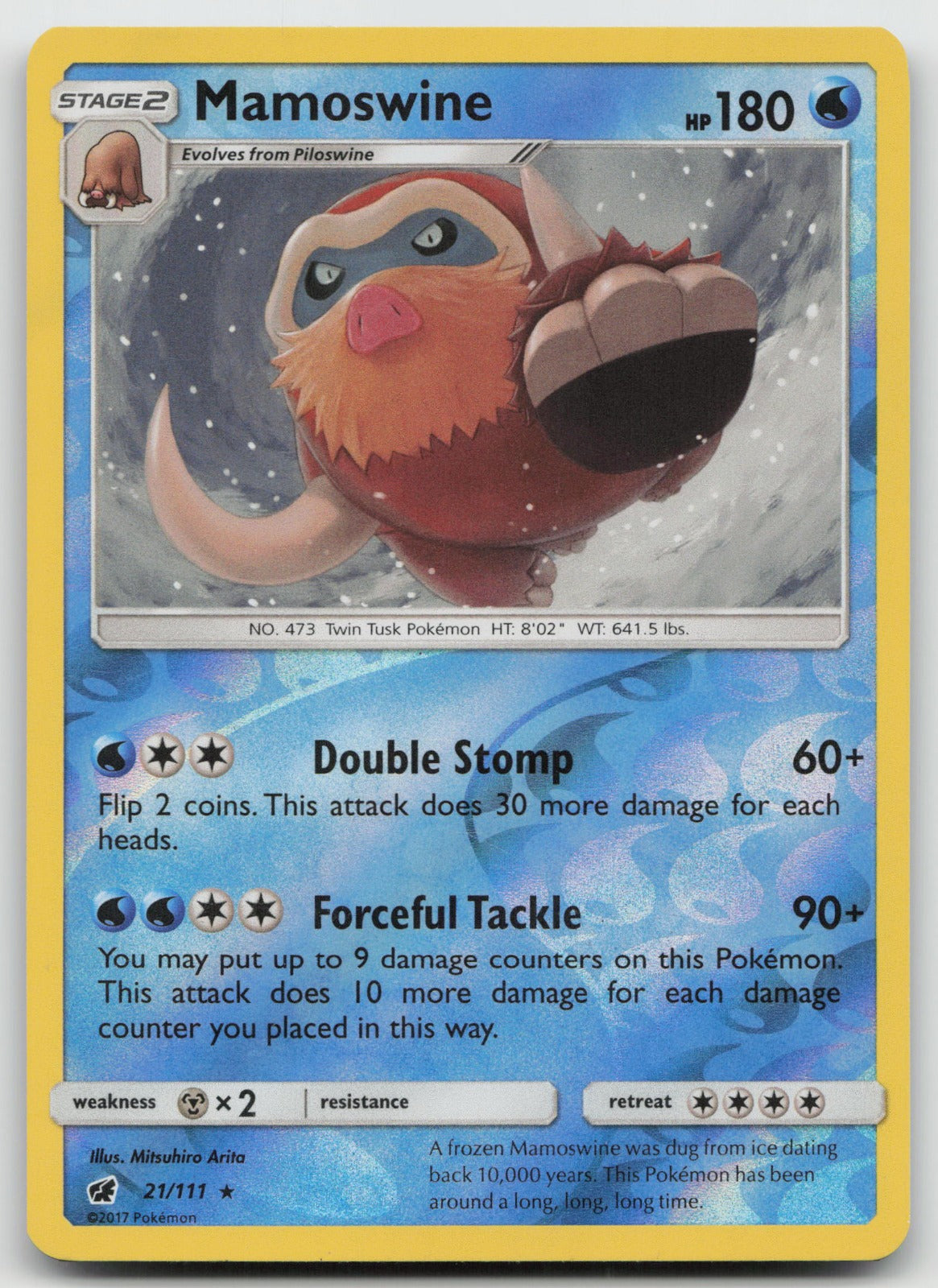 Mamoswine Reverse Holo Rare SM - Crimson Invasion 21/111 NM