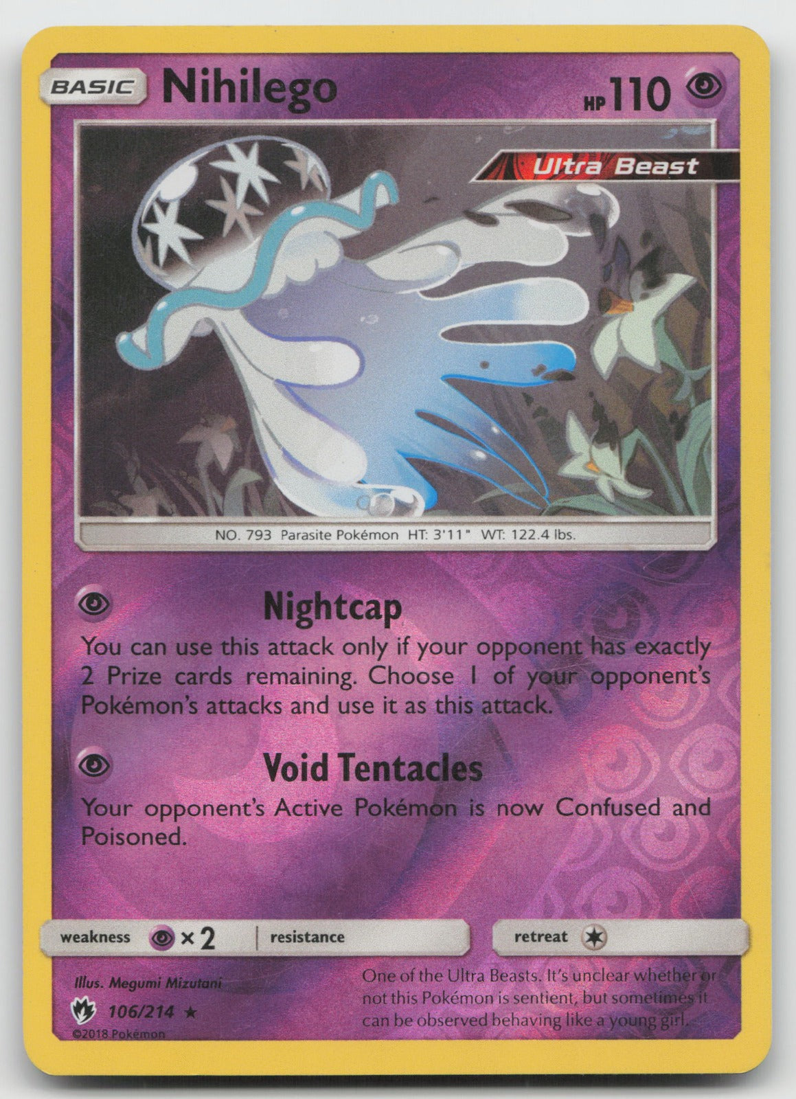 Nihilego Reverse Holo Rare SM - Lost Thunder 106/214 NM