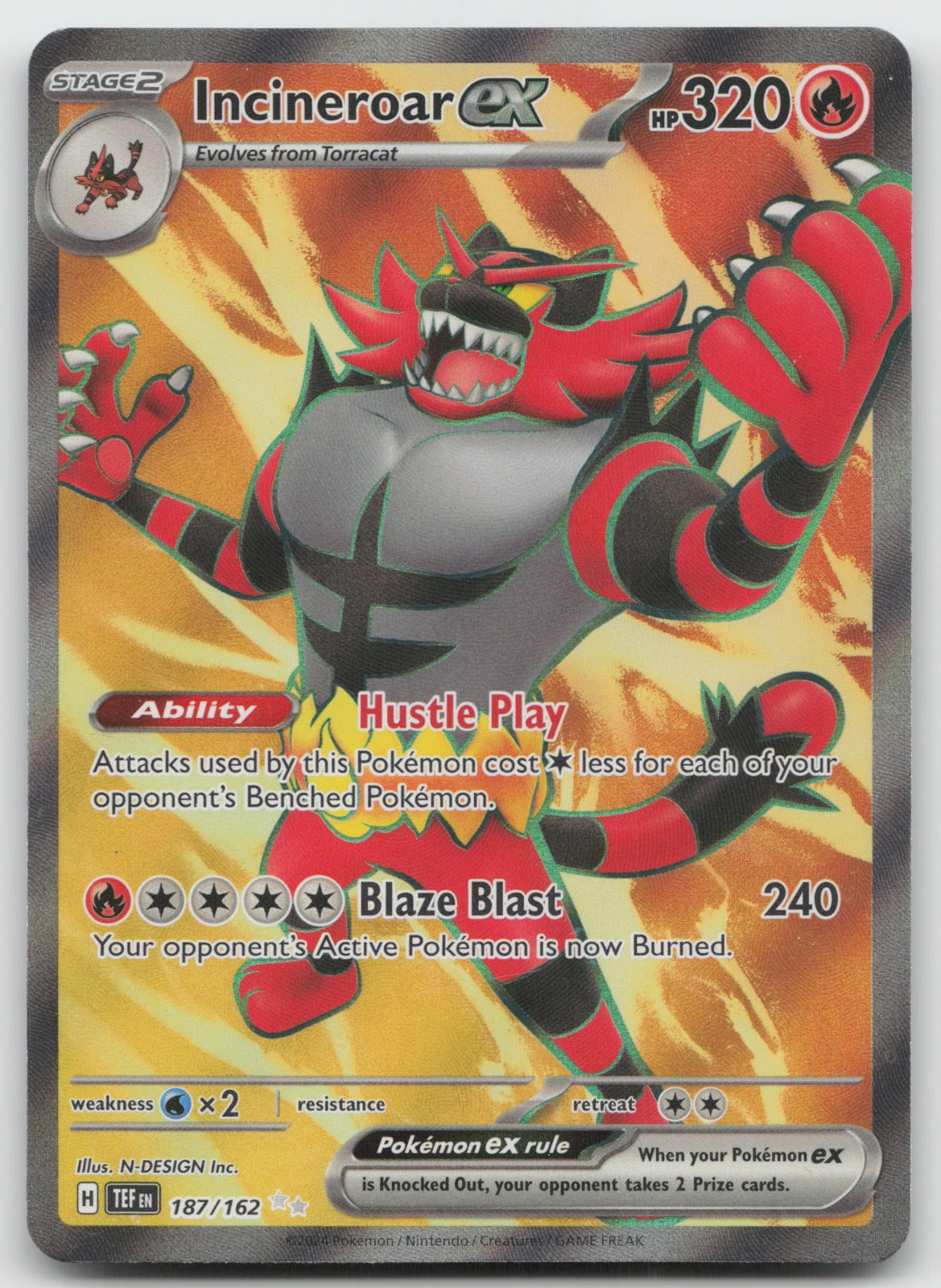 Incineroar ex Holo Ultra Rare SV05: Temporal Forces 187/162 NM