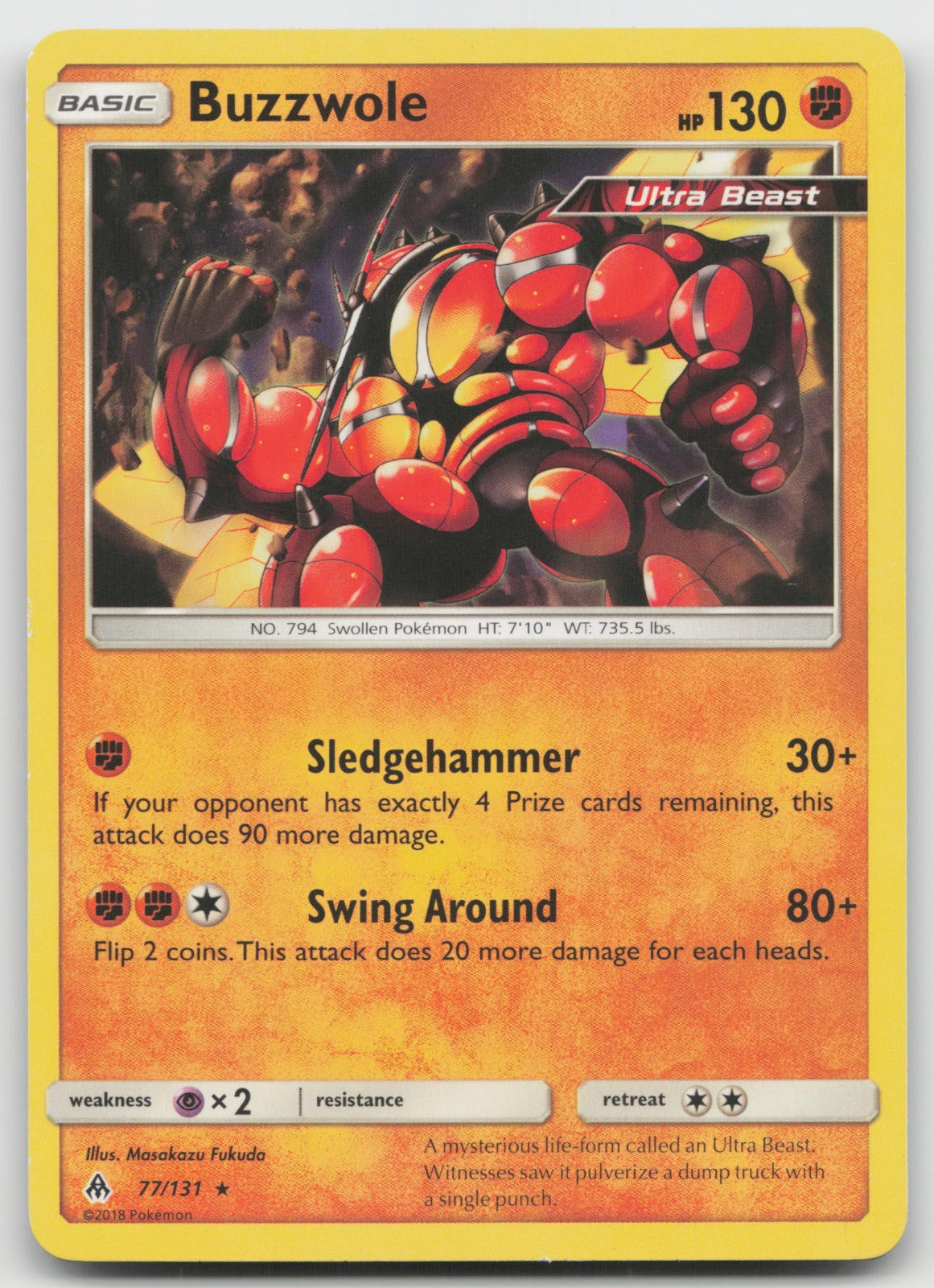 Buzzwole Rare SM - Forbidden Light 77/131 VLP