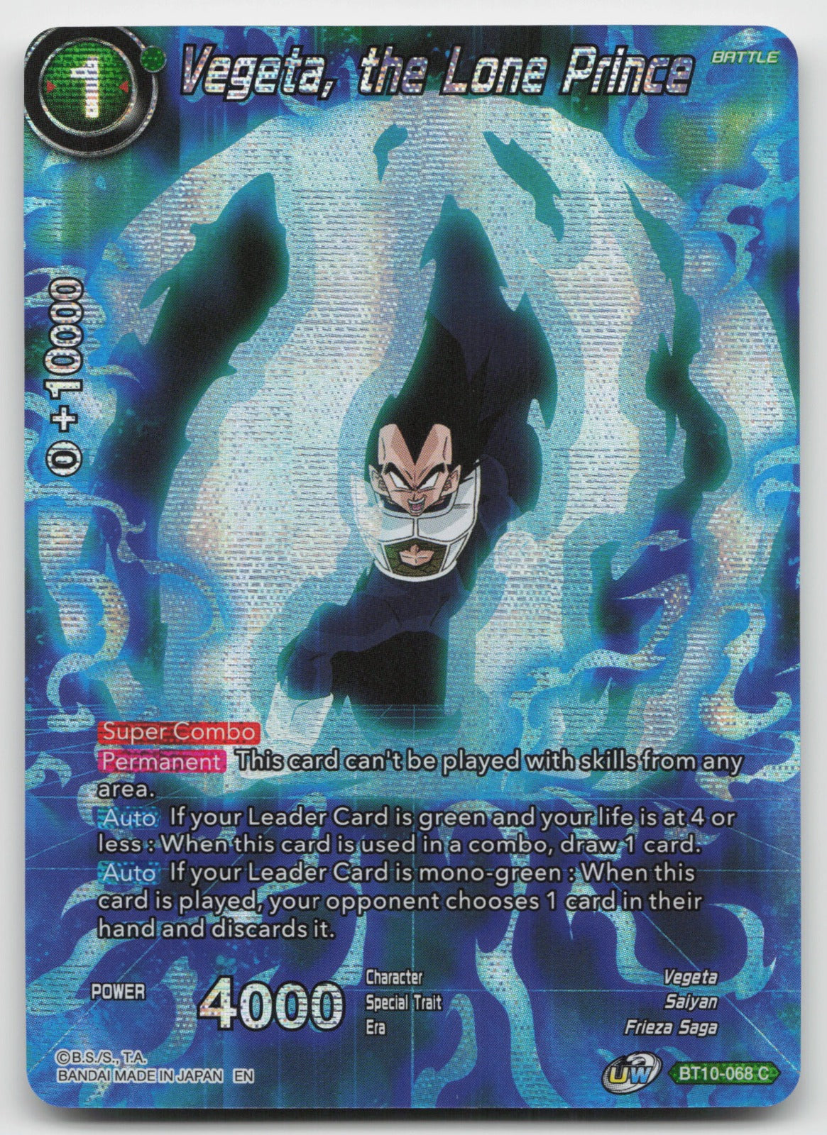 Vegeta, the Lone Prince Foil Theme Selection: History of Vegeta BT10-068 NM