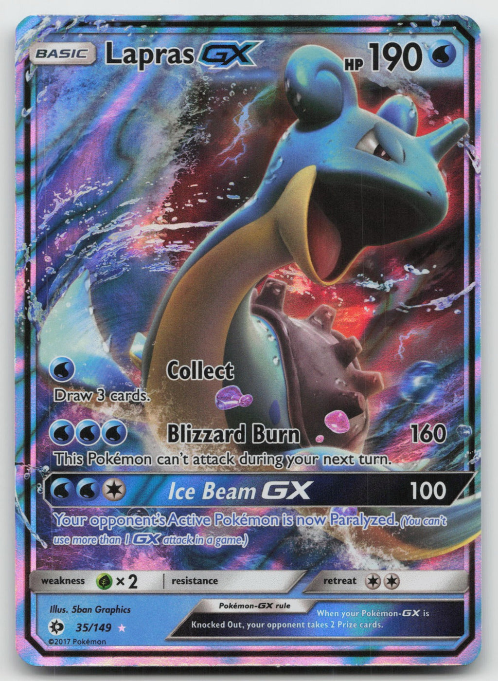 Lapras GX Holo Ultra Rare SM Base Set 35/149 NM