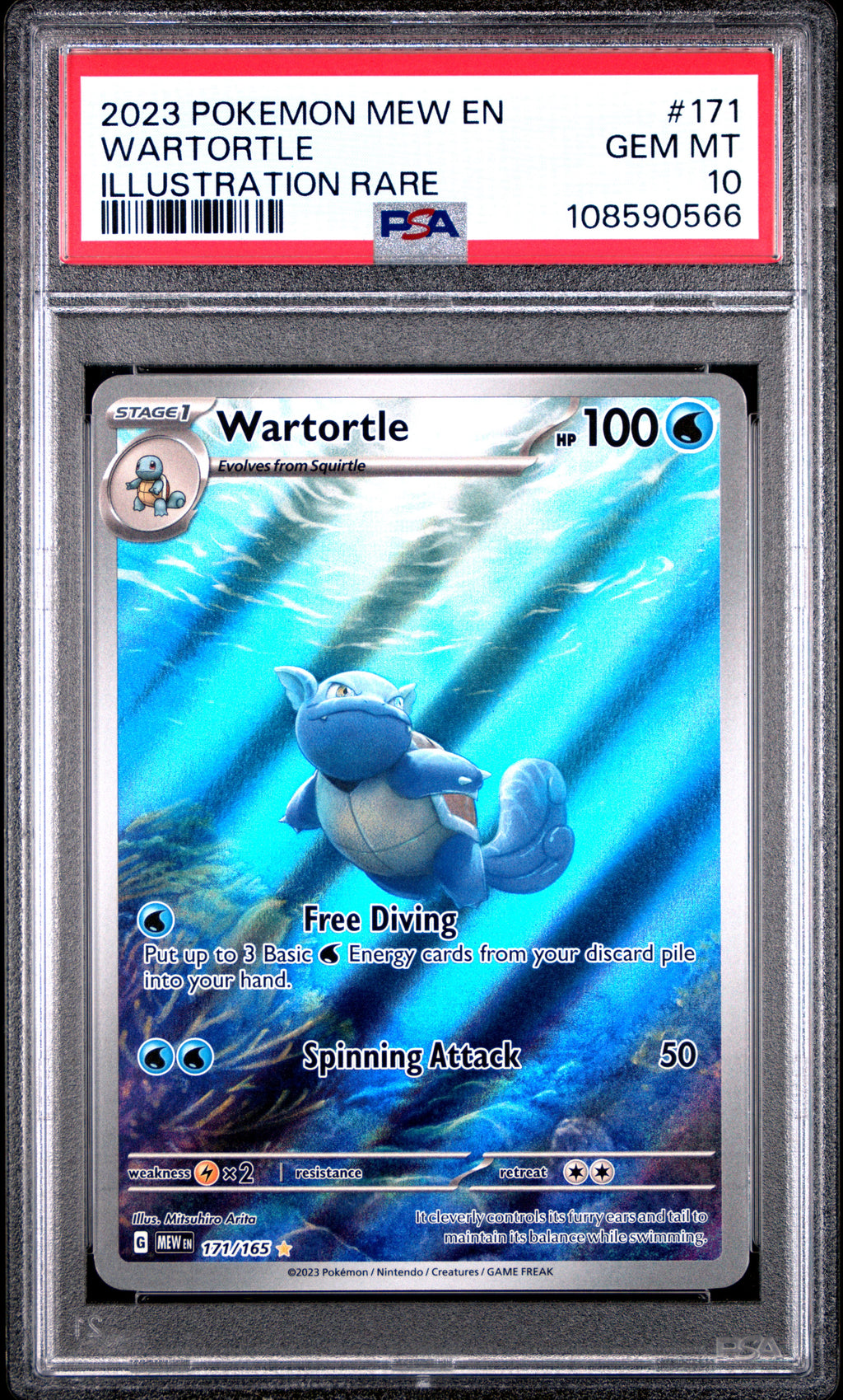 Wartortle Illustration Rare Pokemon Mew En-151 171/165 PSA 10
