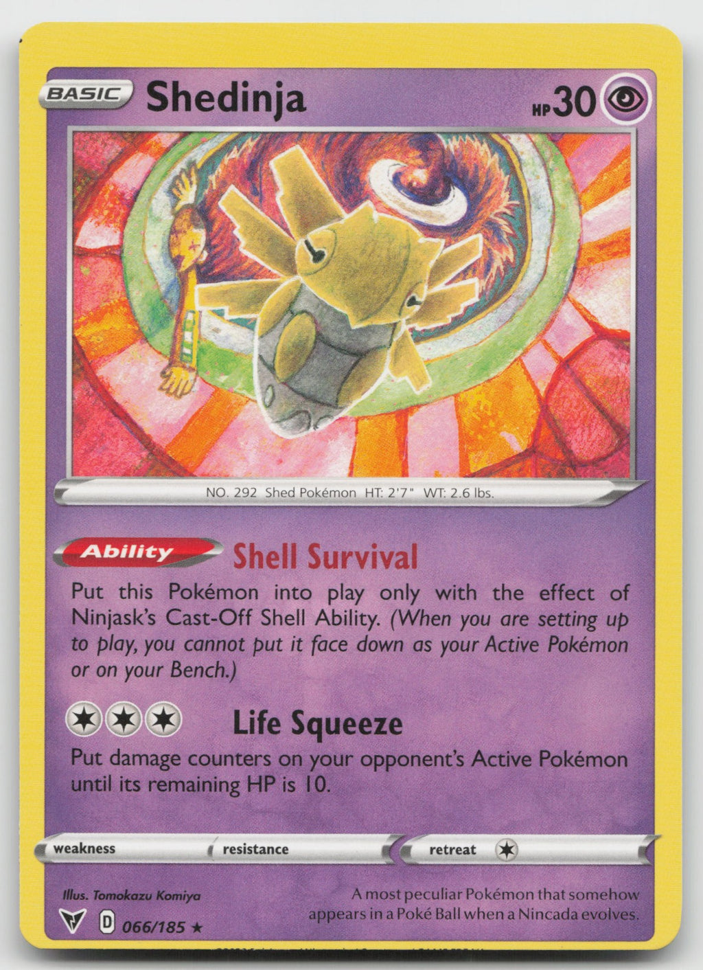 Shedinja Rare SWSH04: Vivid Voltage 066/185 NM O/C Alignment Dot Error/Miscut