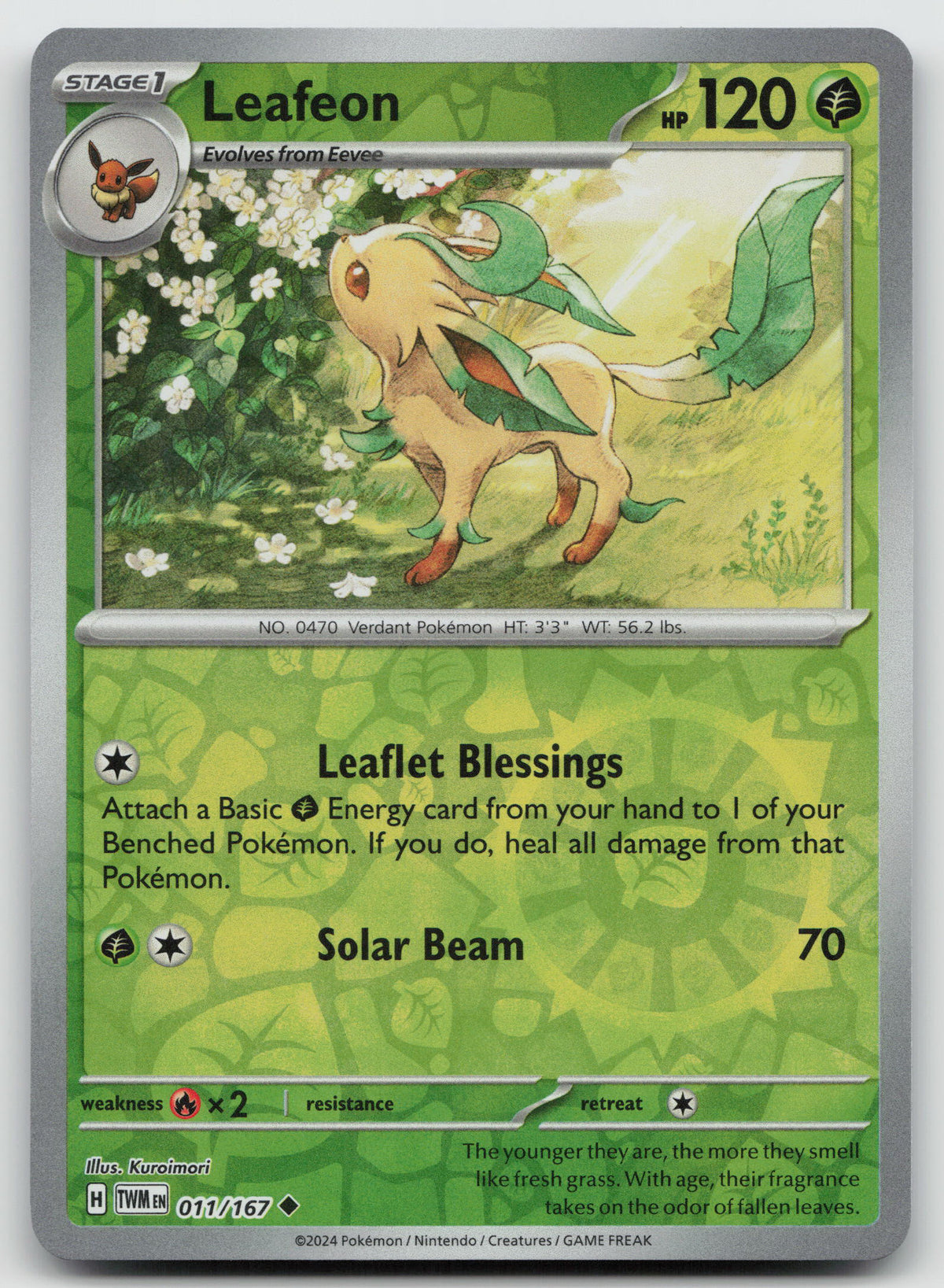 Leafeon Uncommon Reverse Holo SV06: Twilight Masquerade 011/167 NM