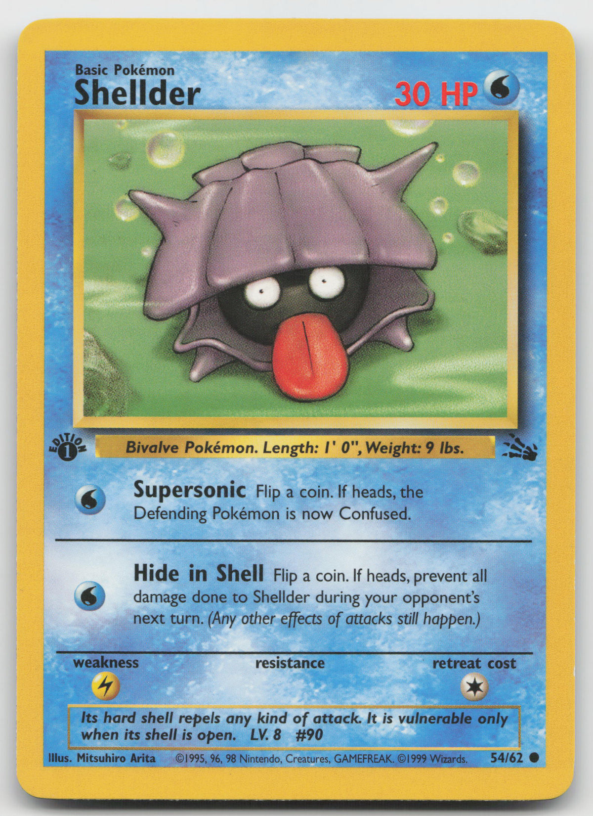 Shellder Common 1st Edition Fossil 54/62 LP