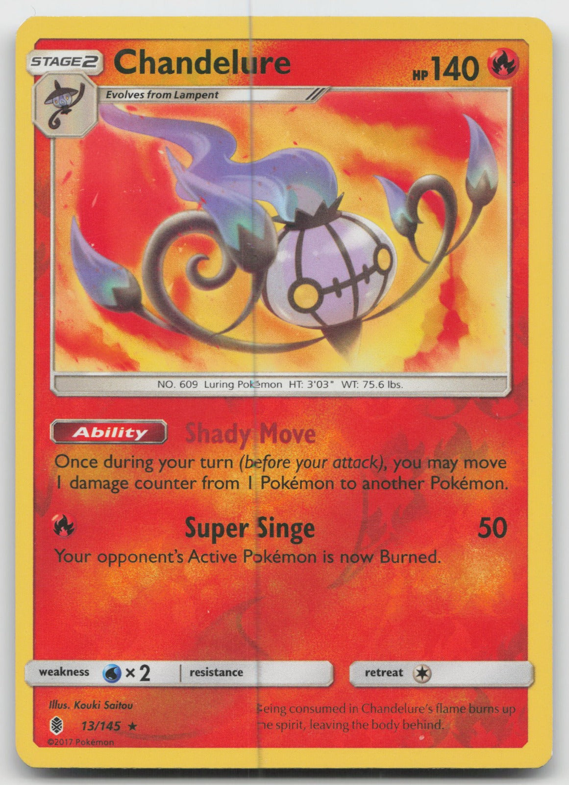 Chandelure Reverse Holo Holo Rare SM - Guardians Rising 13/145 LP