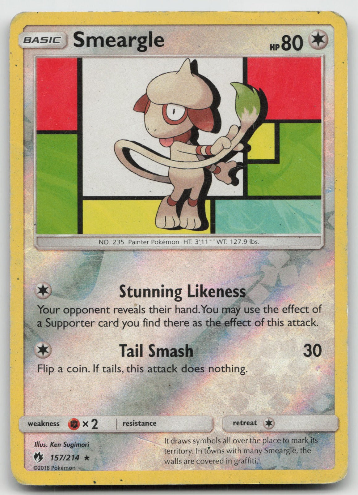 Smeargle Reverse Holo Rare SM - Lost Thunder 157/214 DMG