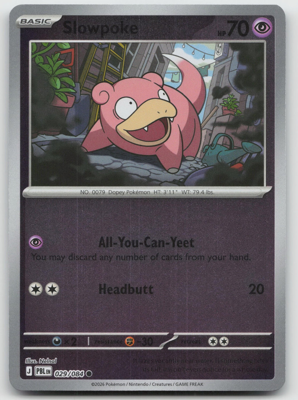 Slowpoke Reverse Holo Common ME05: Pitch Black 029/084 NM