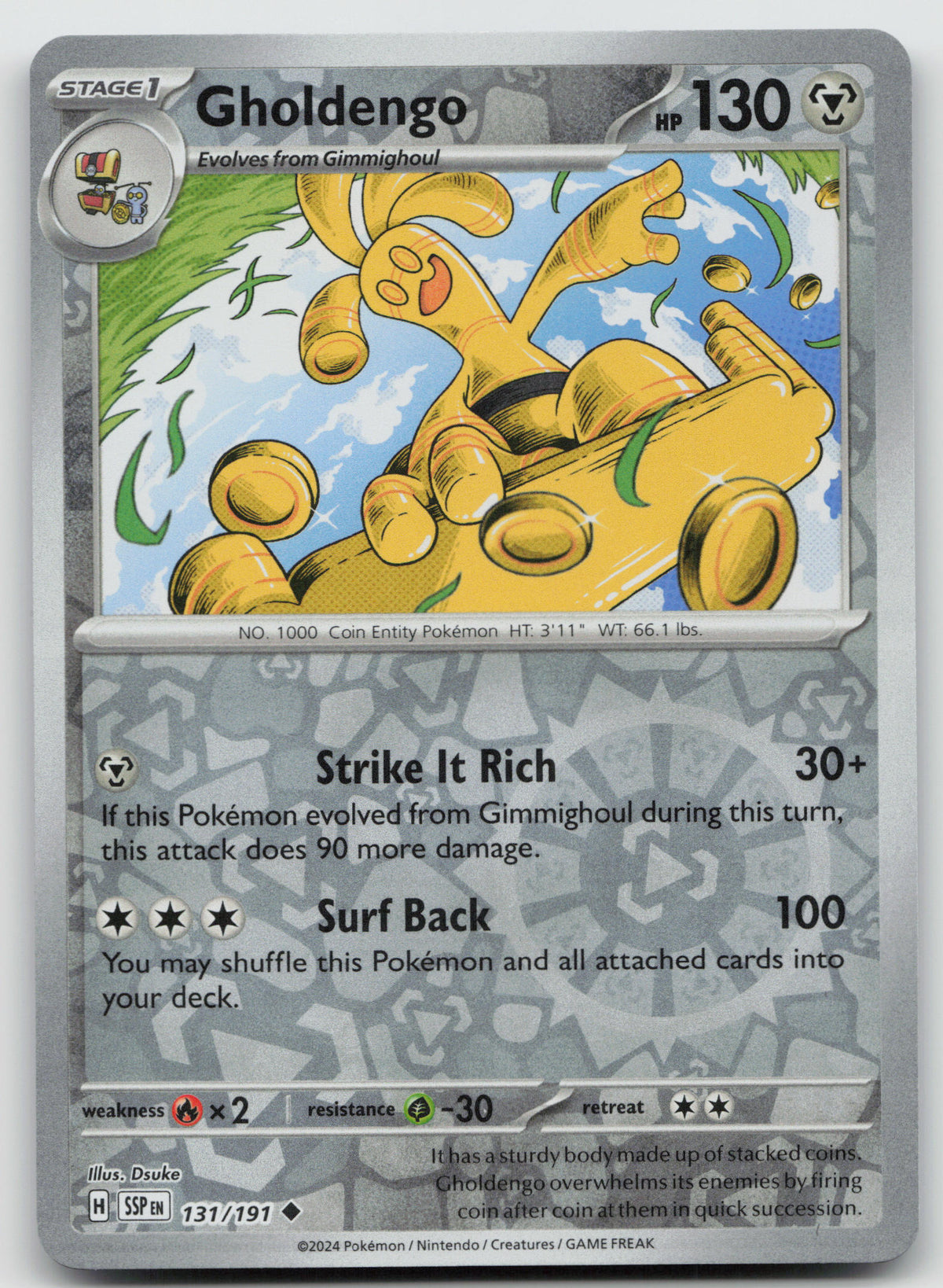 Gholdengo Uncommon Reverse Holo SV08: Surging Sparks 131/191 NM