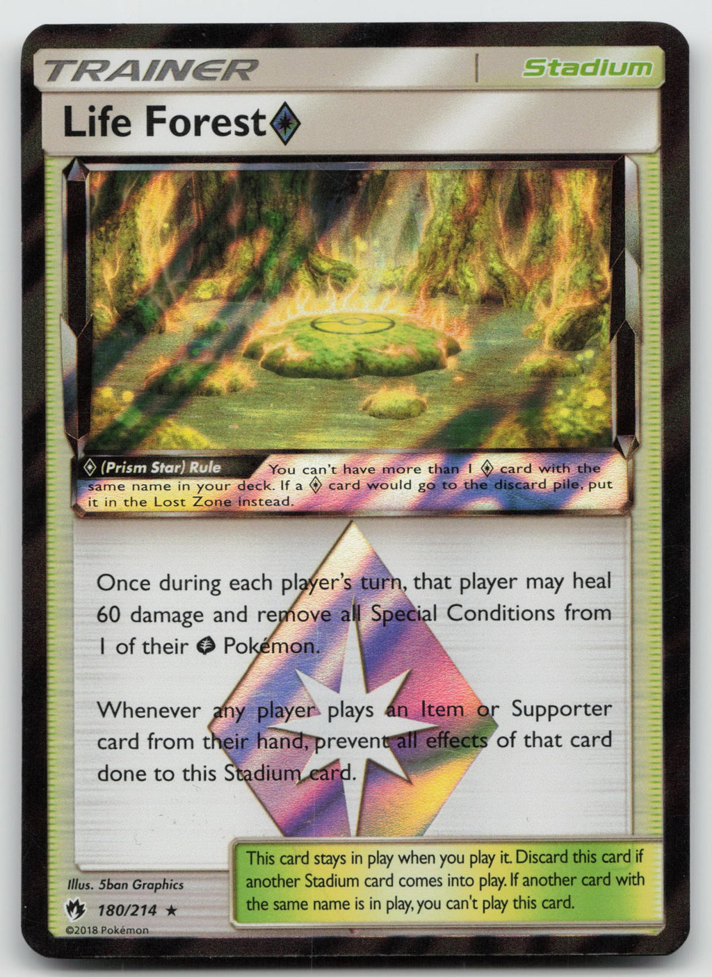Life Forest Prism Star Holo Prism Rare SM - Lost Thunder 180/214 NM