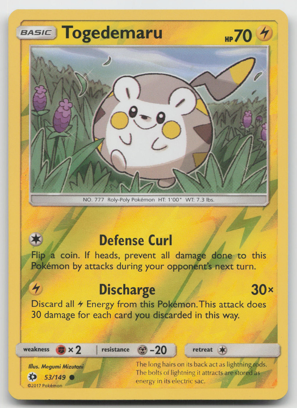 Togedemaru Common Reverse Holofoil SM Base Set 53/149 NM