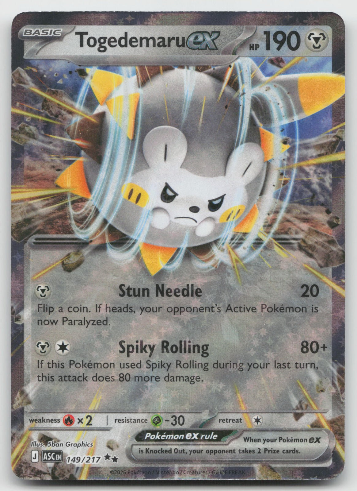 Togedemaru ex Double Rare Holo ME: Ascended Heroes 149/217 NM