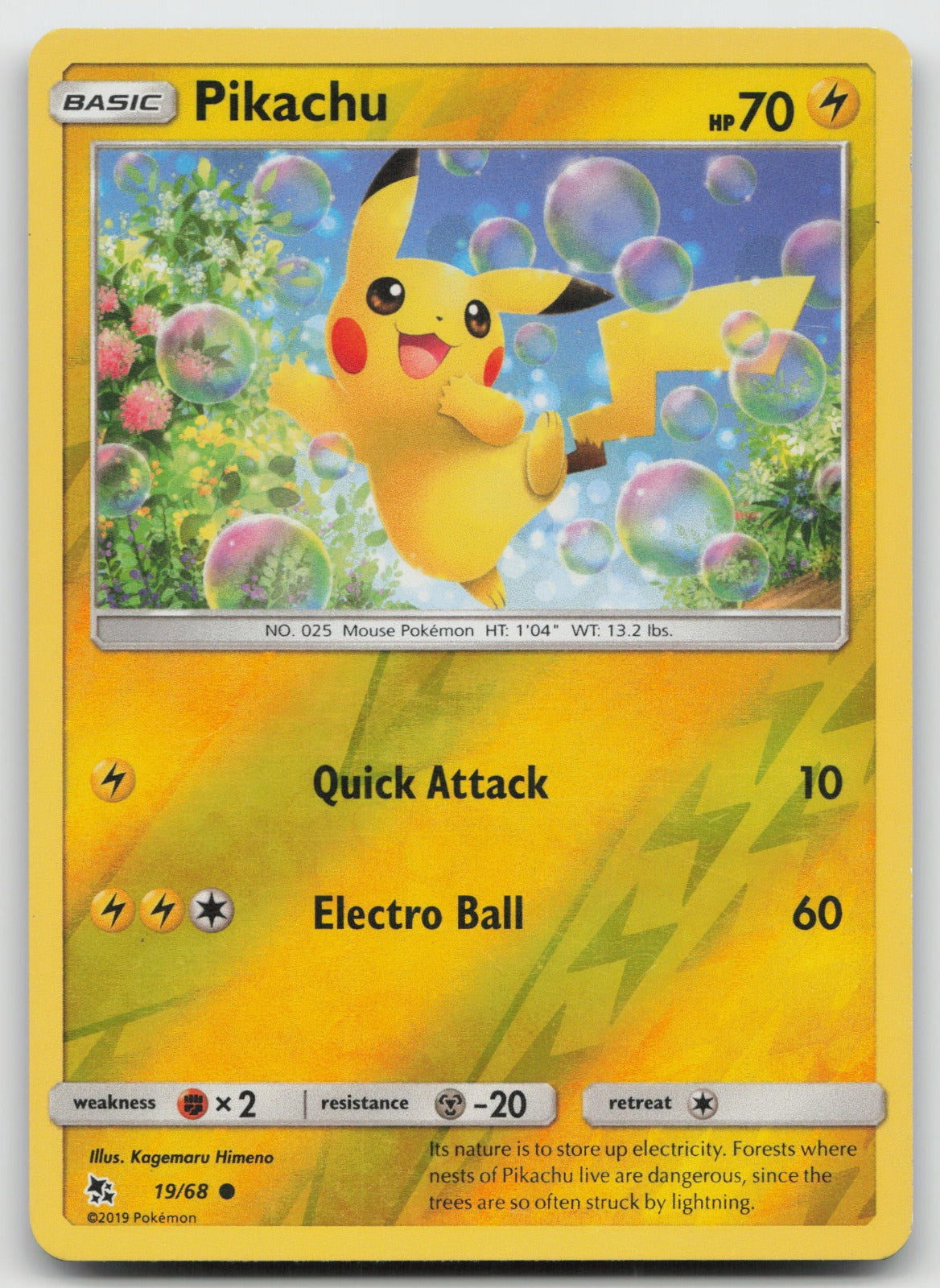 Pikachu Reverse Holo Common Hidden Fates 19/68 NM