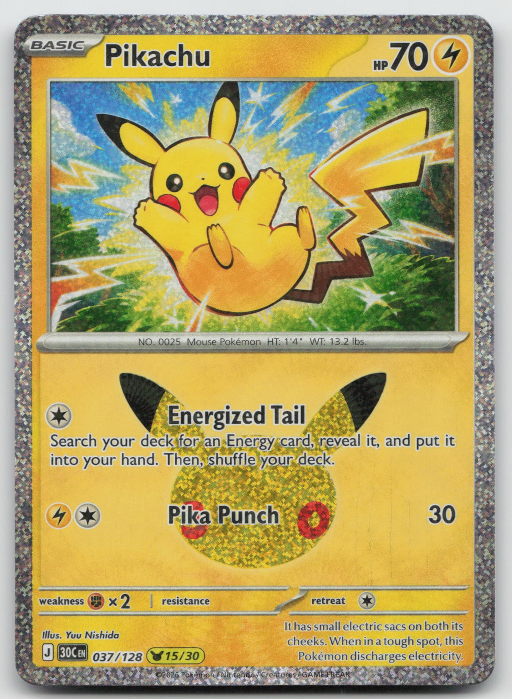 Pikachu Holo Pikachu Rare ME: 30th Celebration 037/128 NM