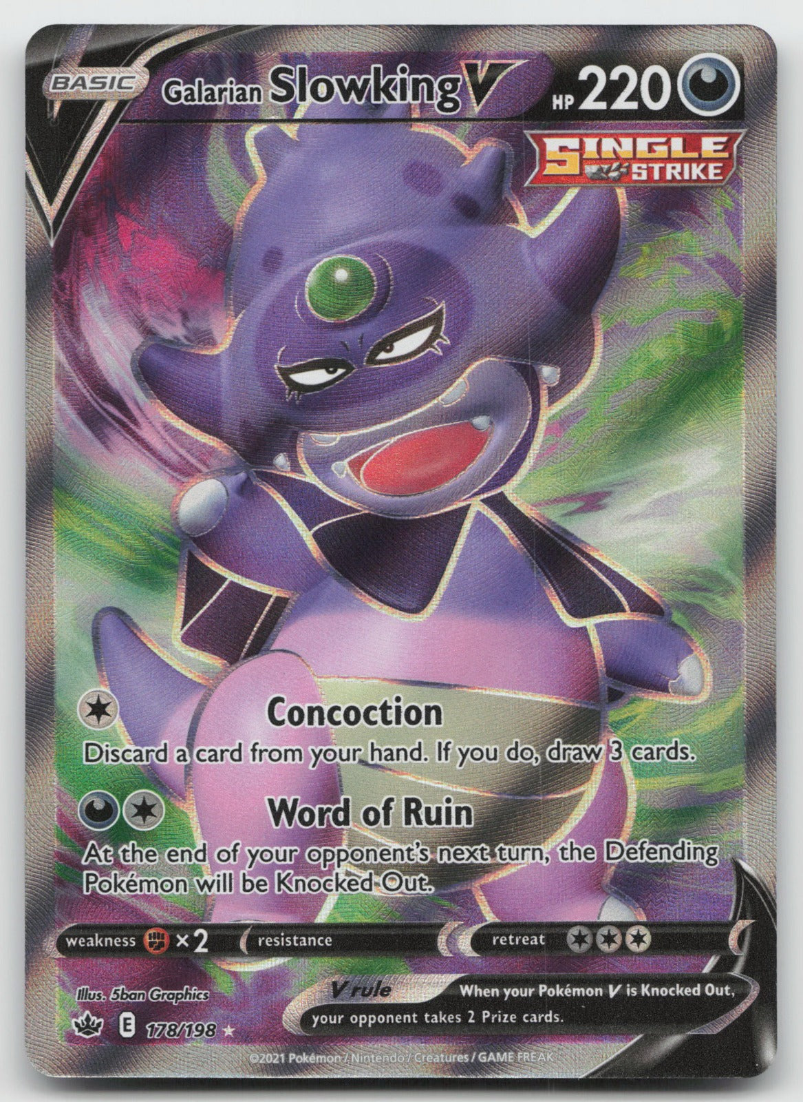 Galarian Slowking V (Full Art) Holo Ultra Rare SWSH06: Chilling Reign 178/198 NM
