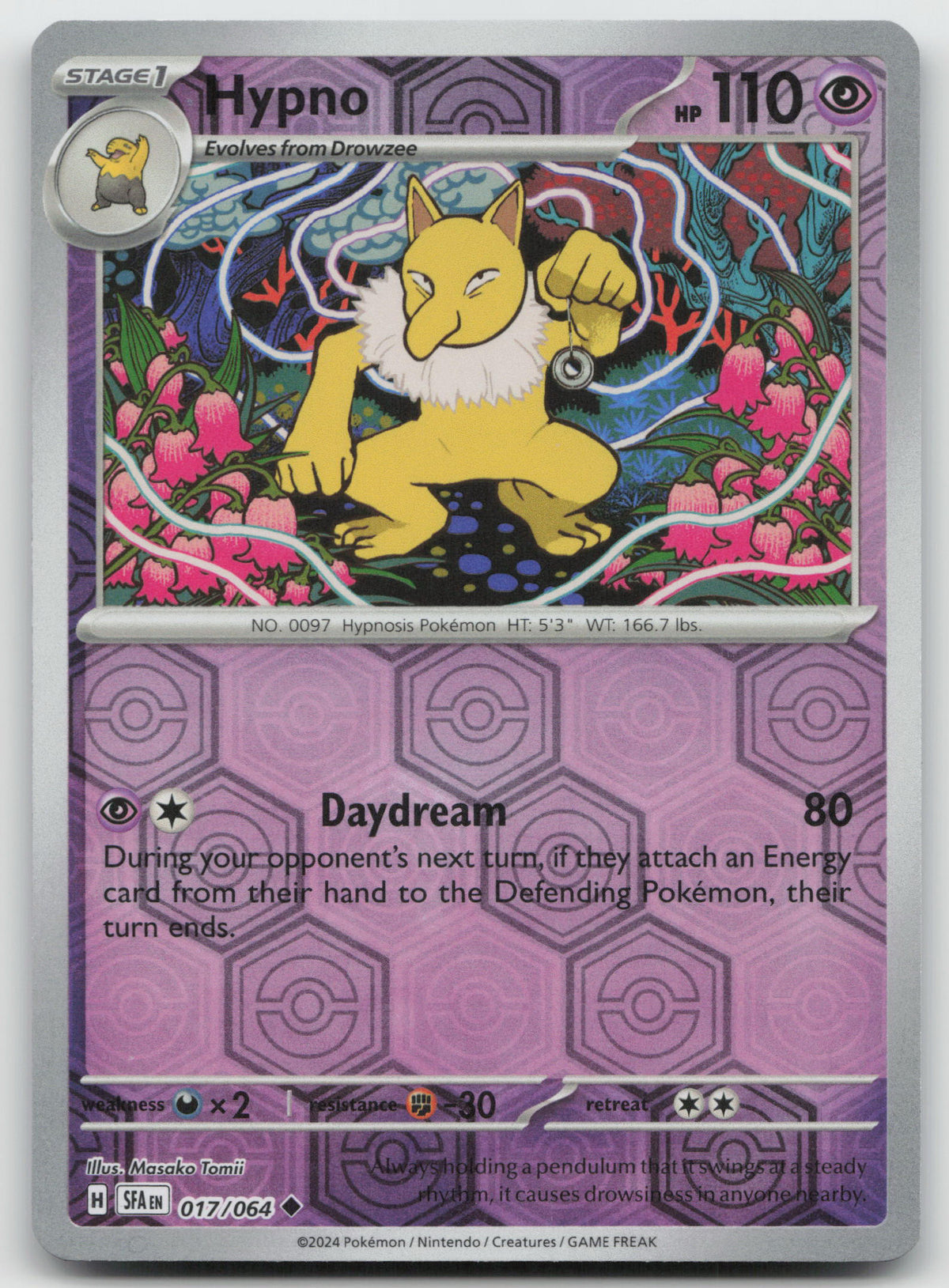 Hypno Uncommon Reverse Holo SV: Shrouded Fable 017/064 NM