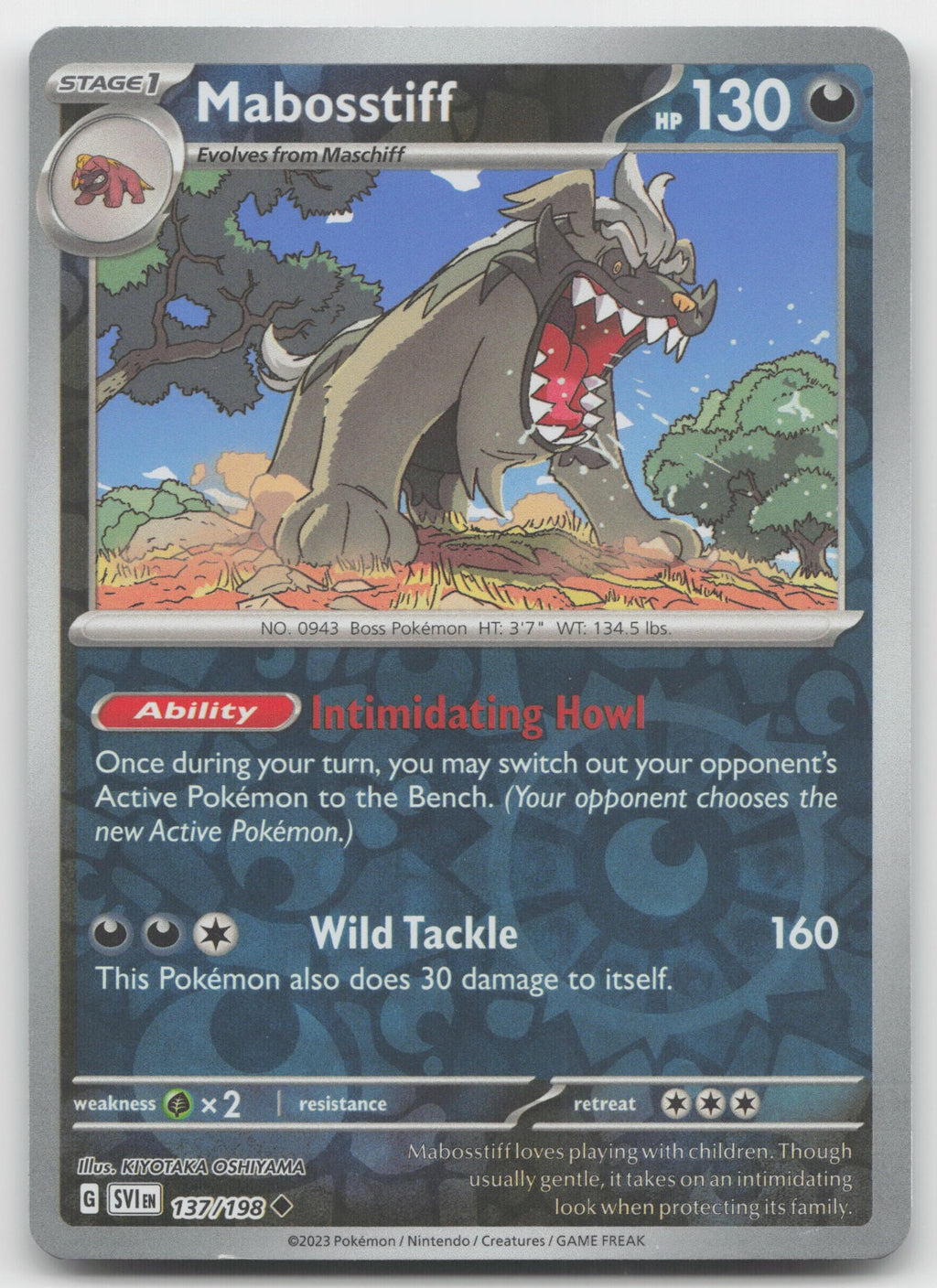Mabosstiff Reverse Holo Uncommon SV01: Scarlet & Violet Base Set 137/198 NM