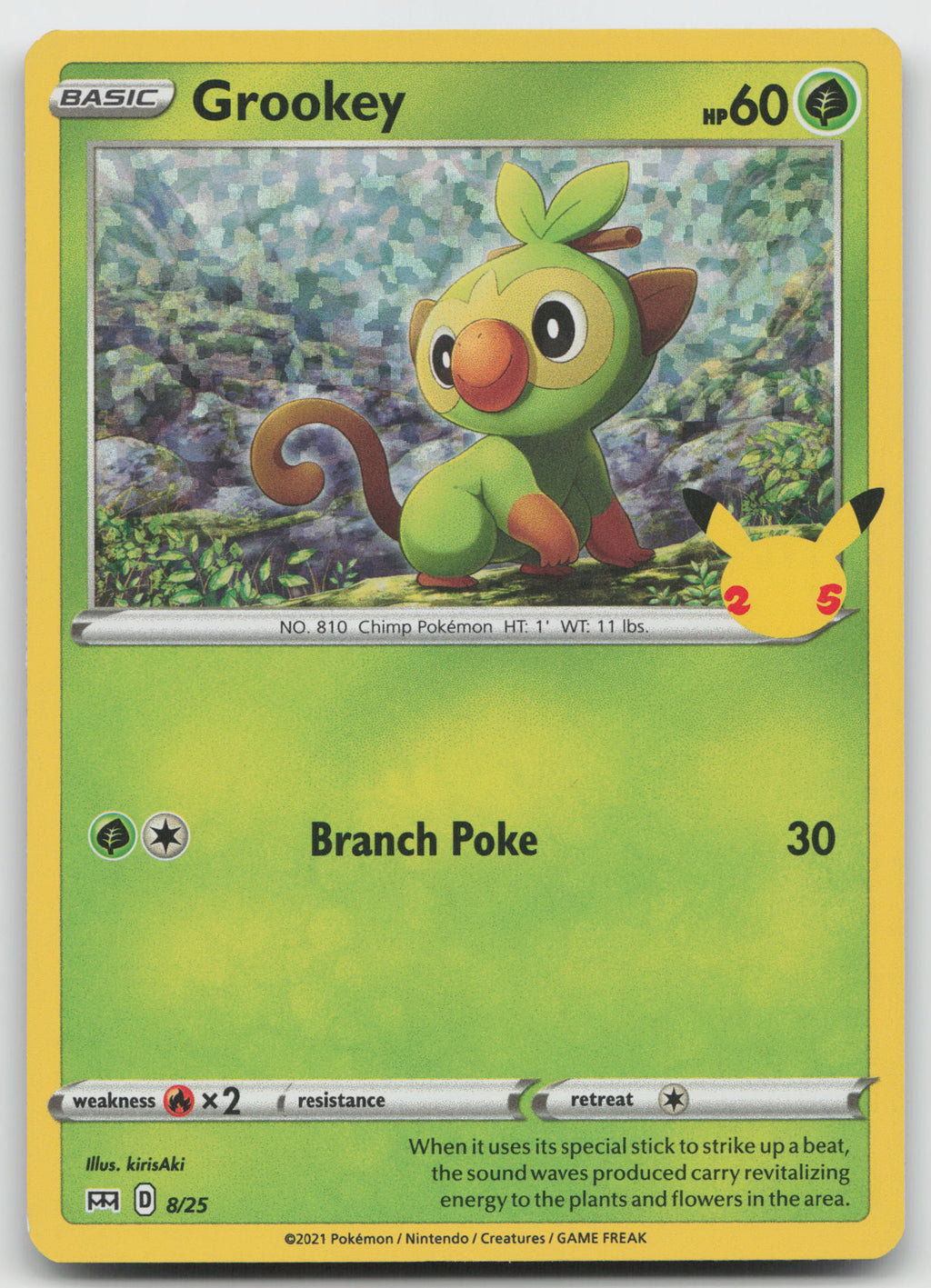 Grookey - 8/25 Promo Holo McDonald's 25th Anniversary Promos NM