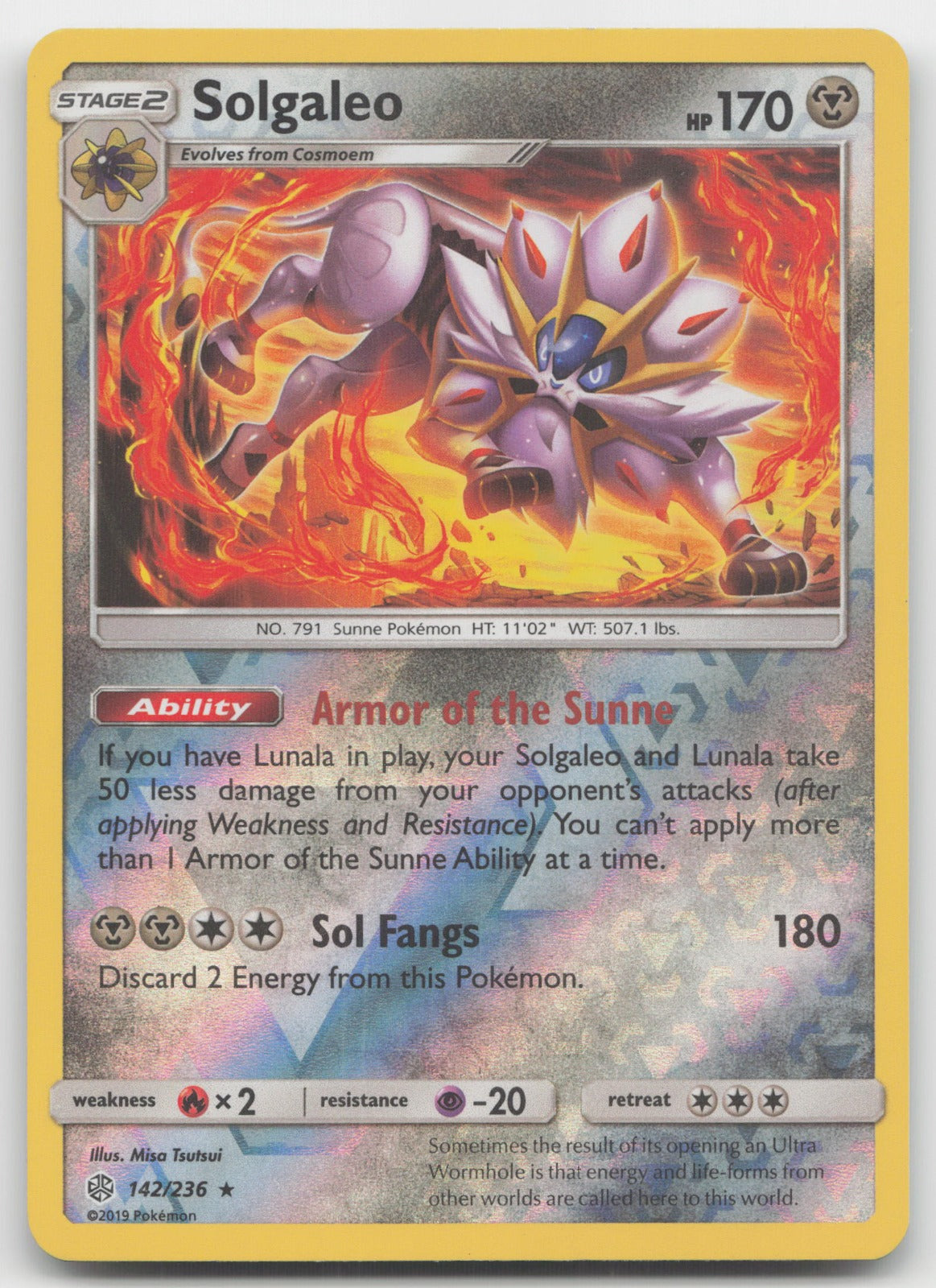 Solgaleo Reverse Holo Rare SM - Cosmic Eclipse 142/236 NM
