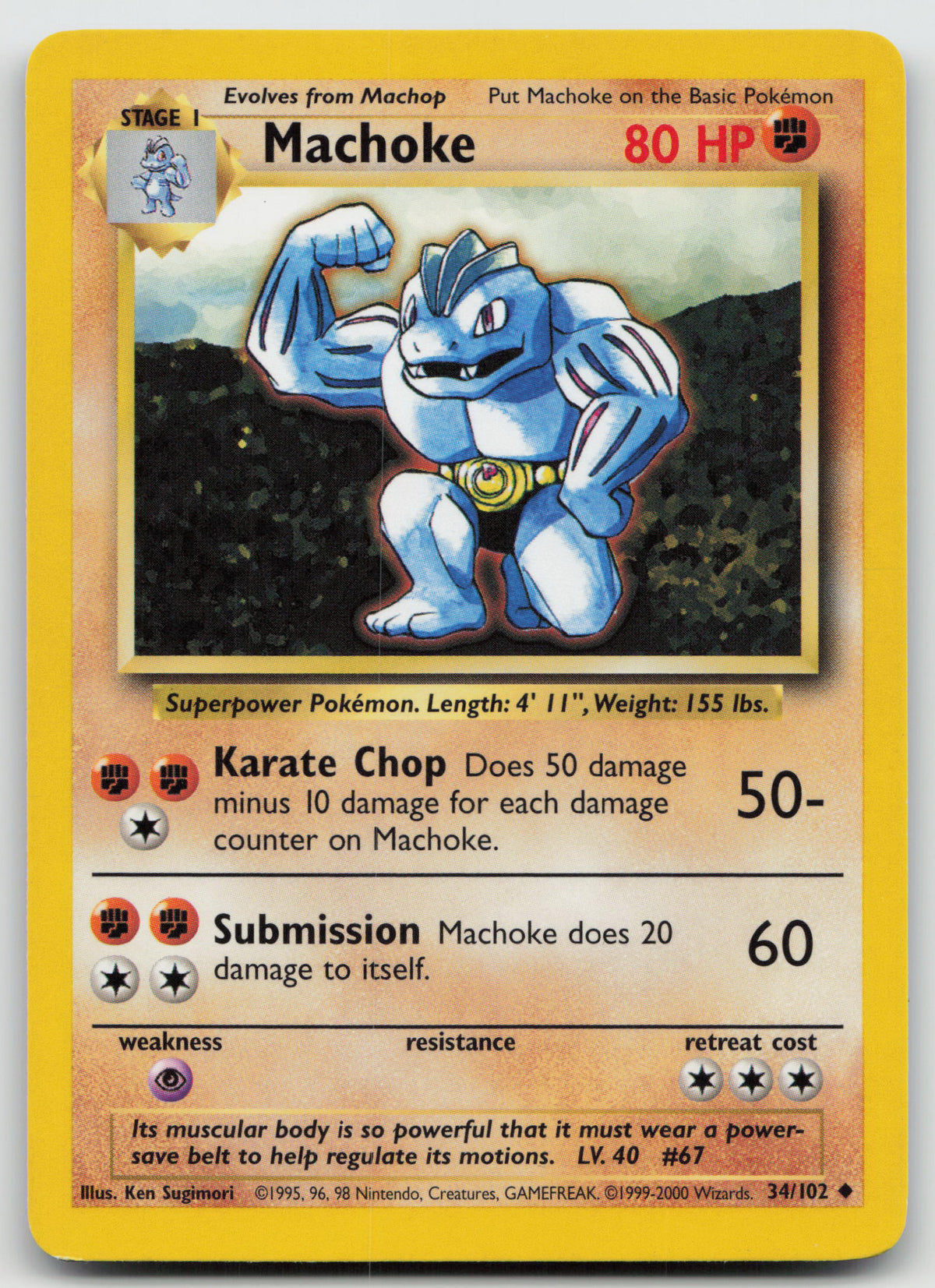 Machoke Uncommon 4th Print Base Set 34/102 LP