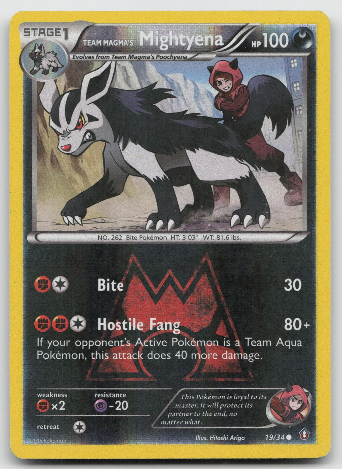 Team Magma's Mightyena Common Reverse Holo Double Crisis 19/34 DMG