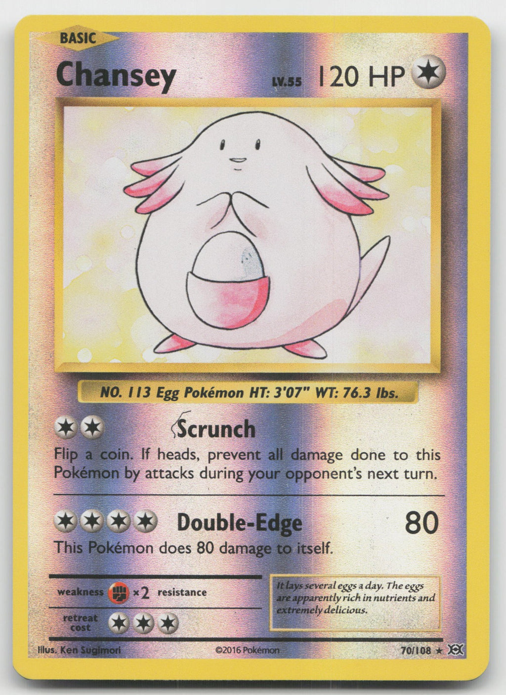 Chansey Reverse Holo Rare XY - Evolutions 70/108 NM