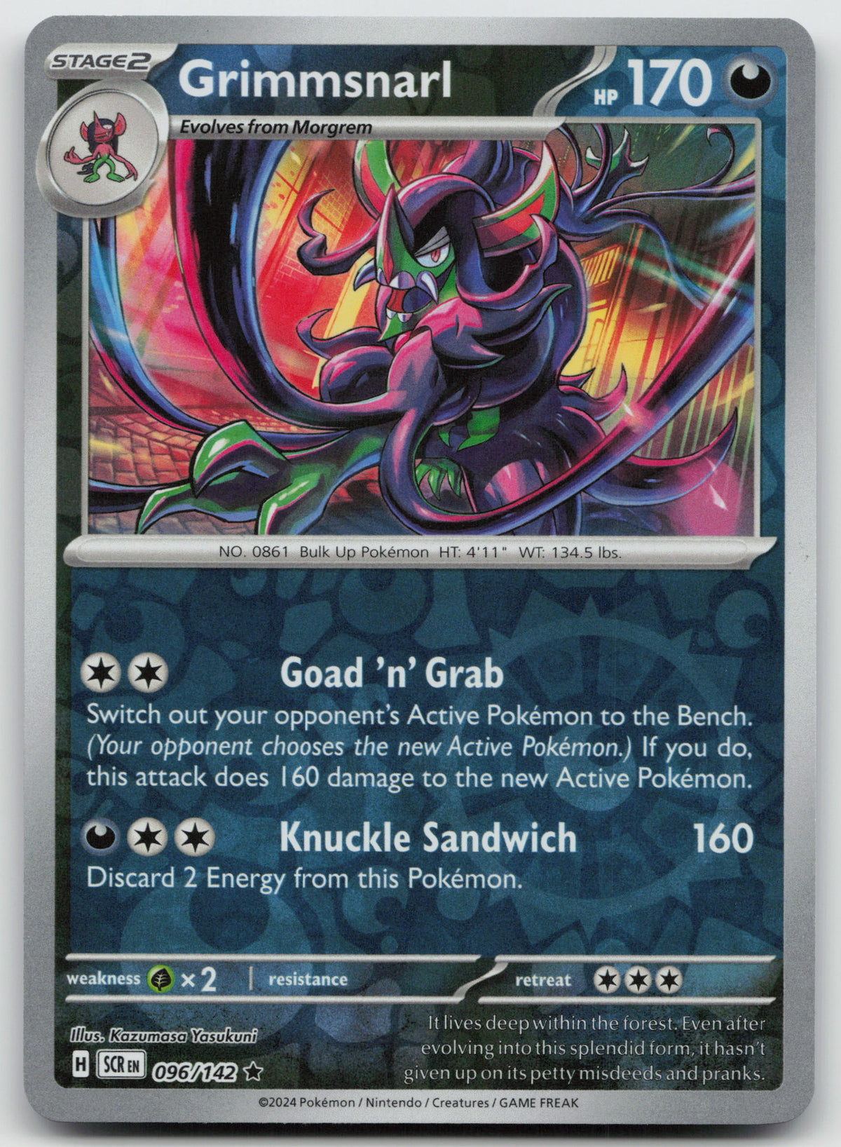 Grimmsnarl Rare Reverse Holo SV07: Stellar Crown 096/142 NM