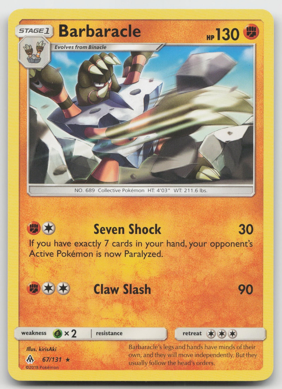 Barbaracle Rare SM - Forbidden Light 67/131 NM