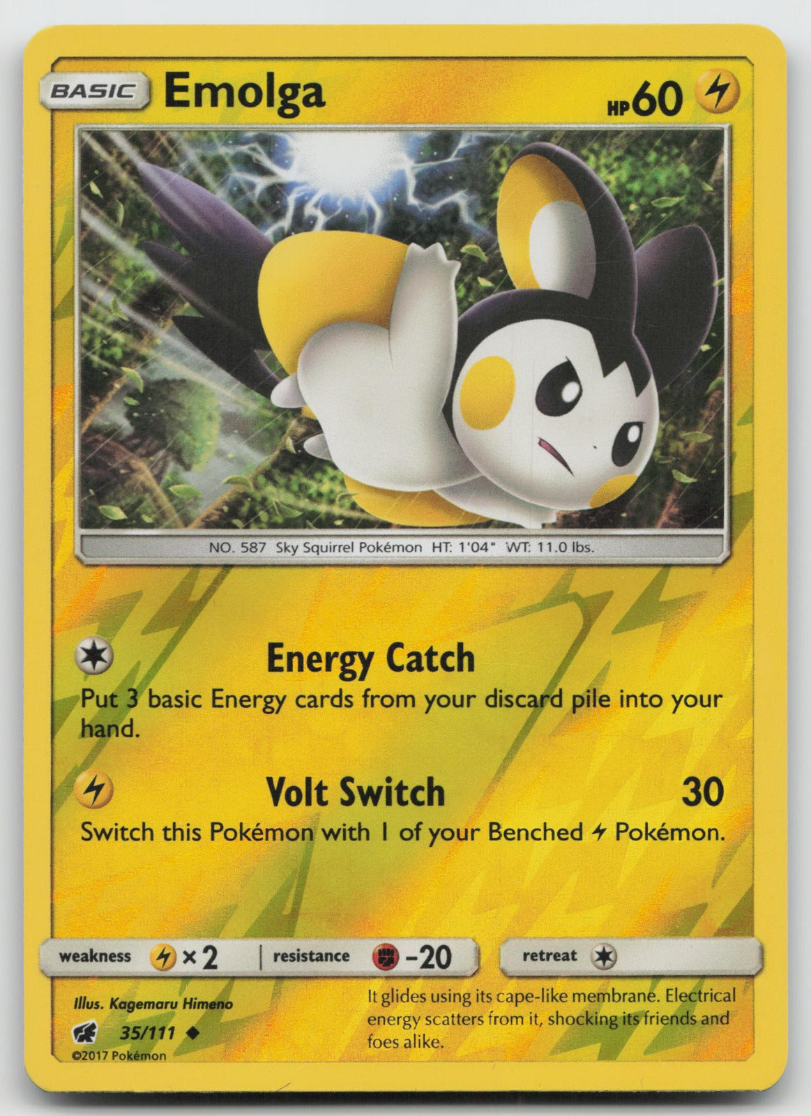 Emolga Reverse Holo Uncommon SM - Crimson Invasion 35/111 NM