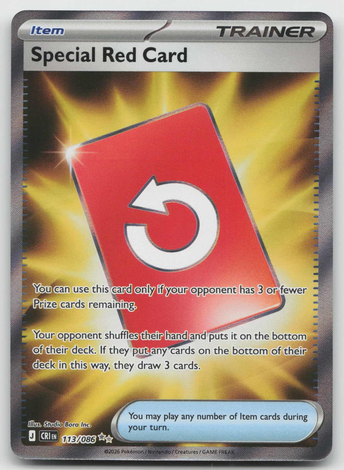 Special Red Card Holo Ultra Rare ME04: Chaos Rising 113/086 NM