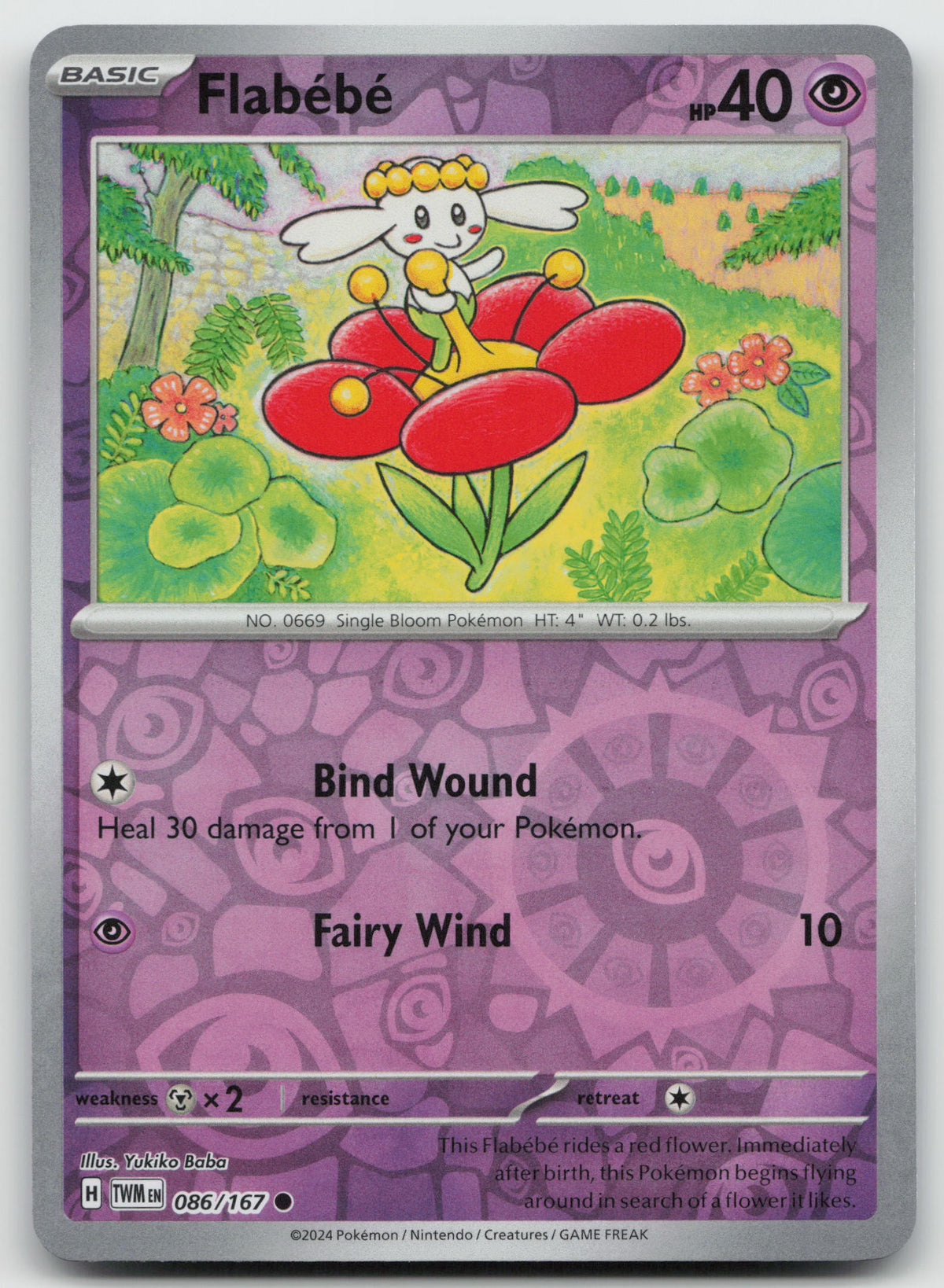 Flabebe Common Reverse Holo SV06: Twilight Masquerade 086/167 NM