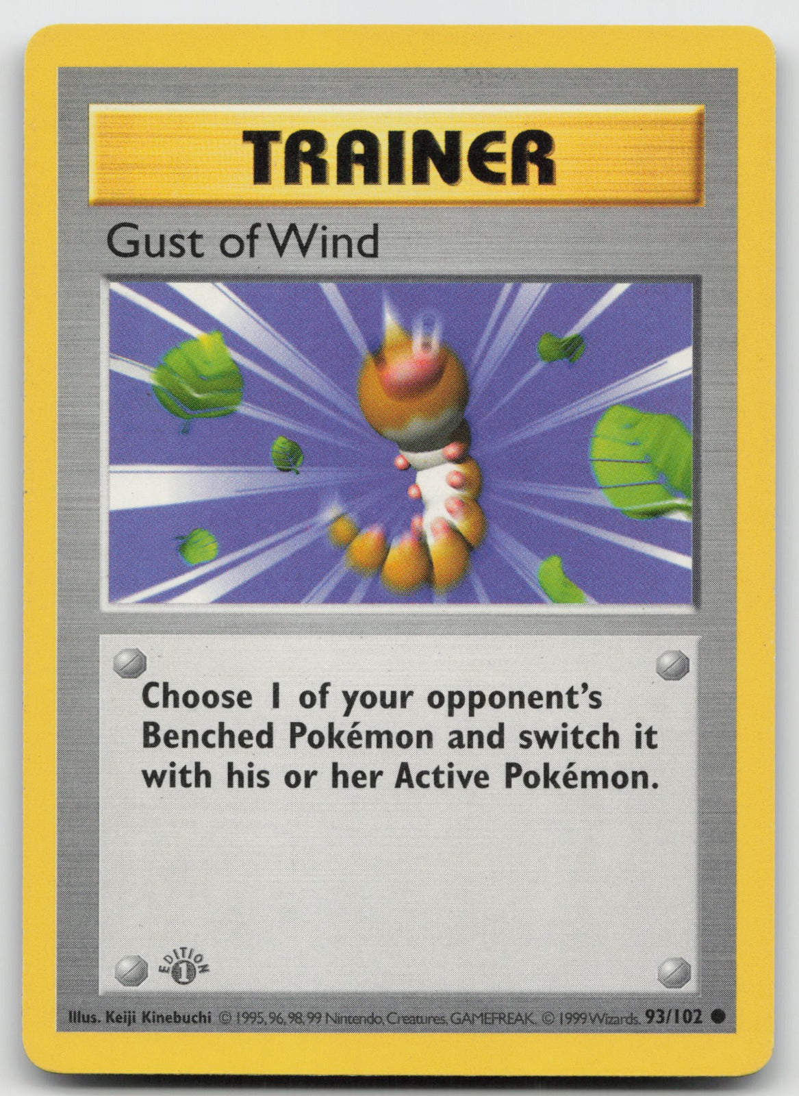 Gust of Wind 1st Edition Common Base Set (Shadowless) 93/102 LP GRAY STAMP