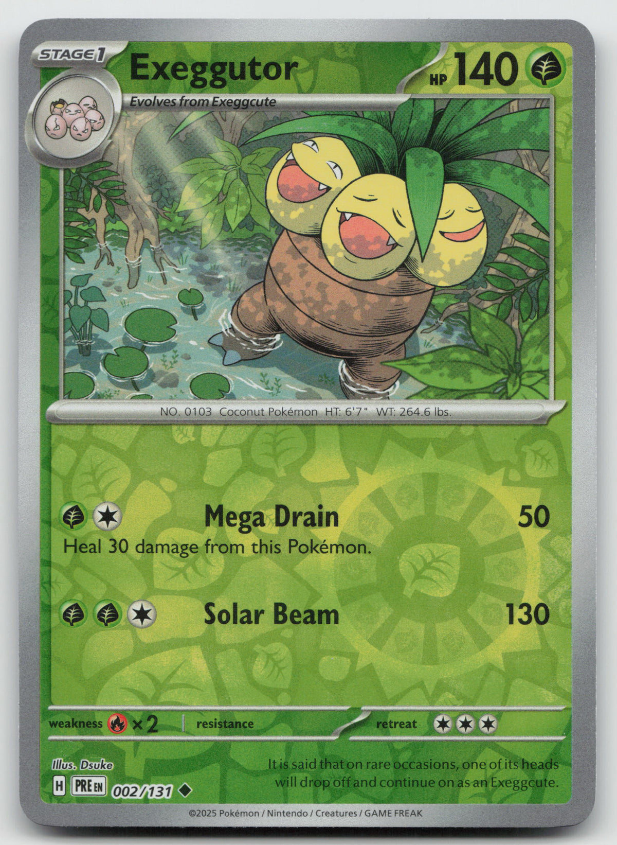 Exeggutor Uncommon Reverse Holo SV: Prismatic Evolutions 002/131 NM